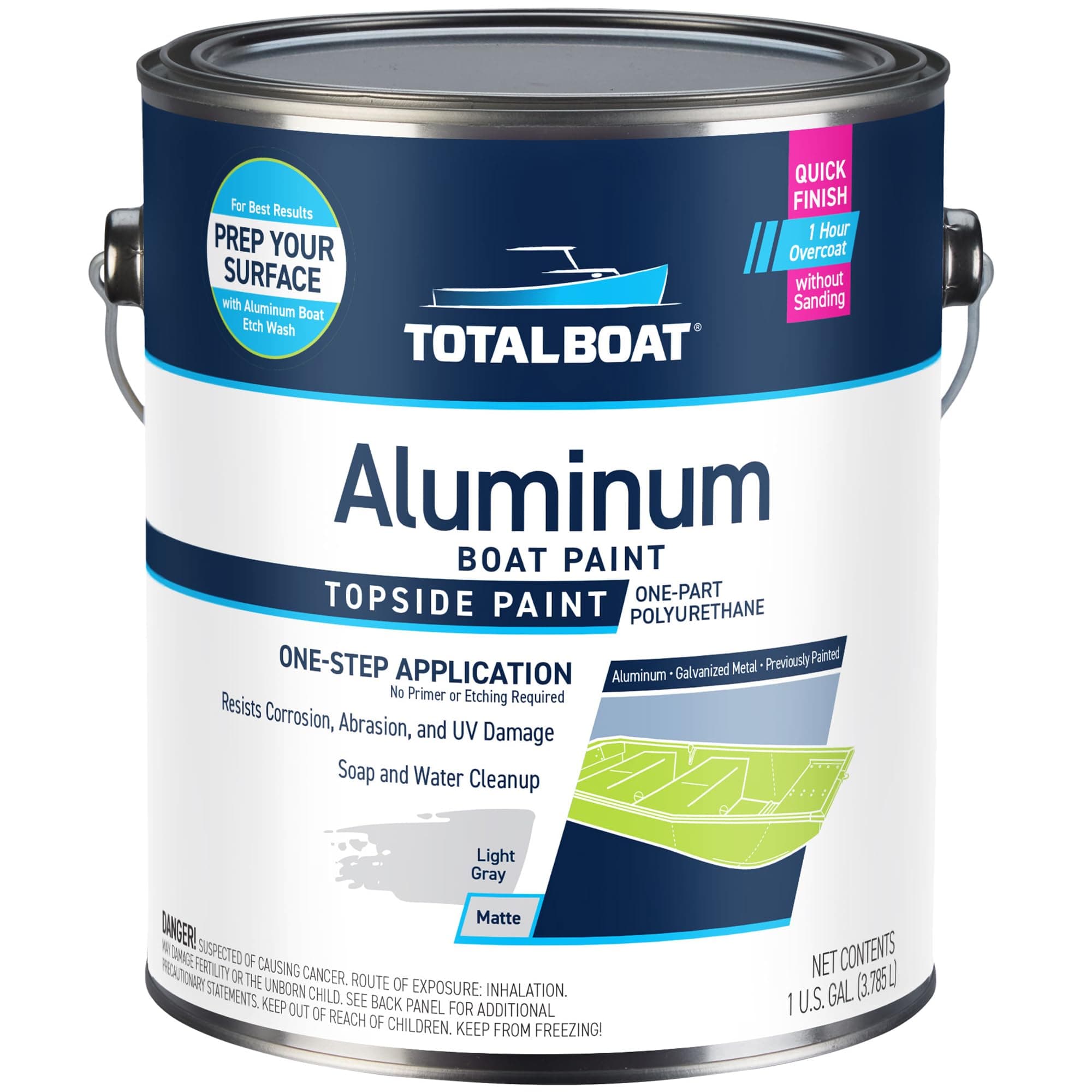 520631 Aluminum Boat Paint for Canoes, Bass Boats, Dinghies, Duck Boats, Jon Boats and Pontoons (Light Gray, Gallon), 1 Gallon (Pack of 1)