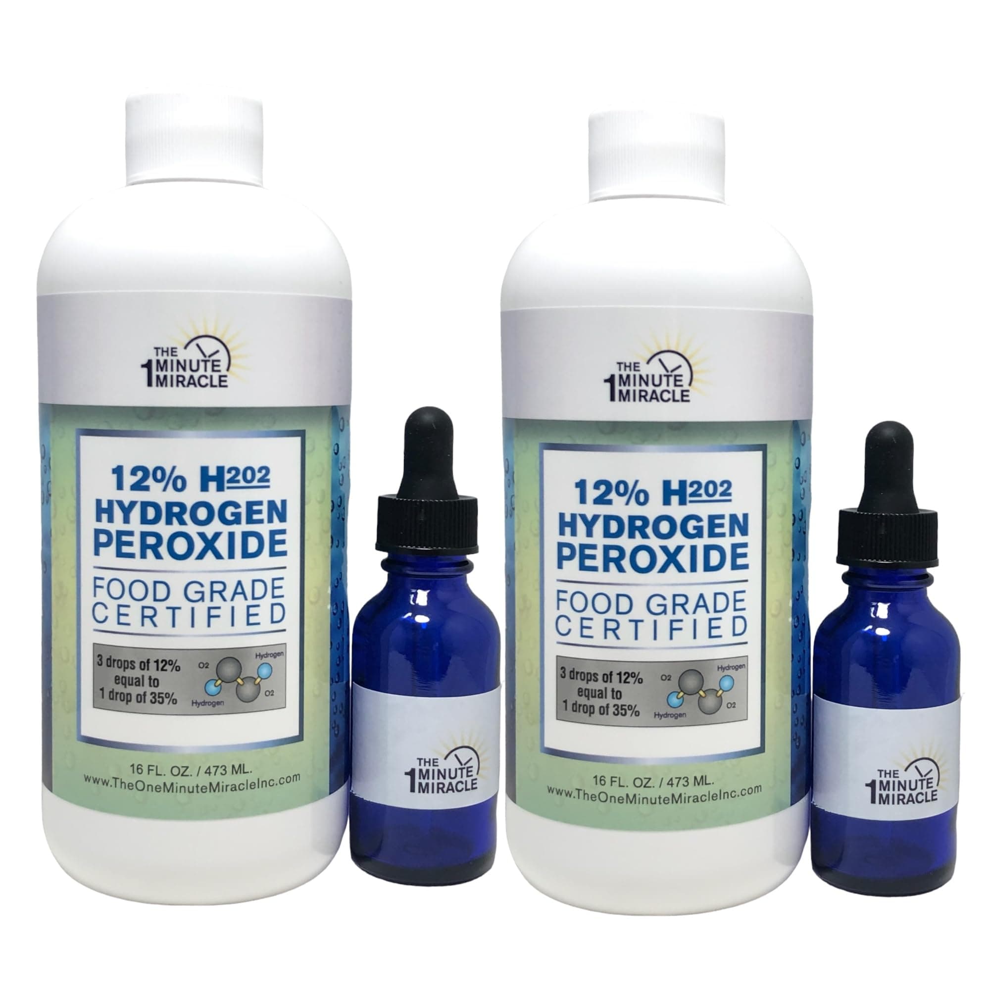 12% H2o2-2 Bottles 16 oz - Recommended by The One Minute Cure Book