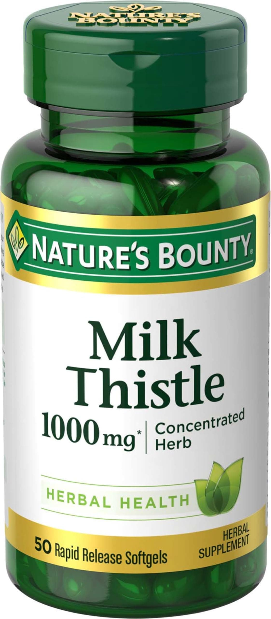 Milk Thistle 1000mg, Herbal Health Supplement, Daily Supplement, Gluten Free, Rapid Release Softgels, 50 Ct