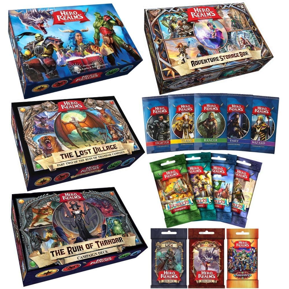 Bundle: Base Game, Character Packs, Boss Decks, Ruins of Thandar, Ancestry, Journeys, The Lost Village and Storage Box