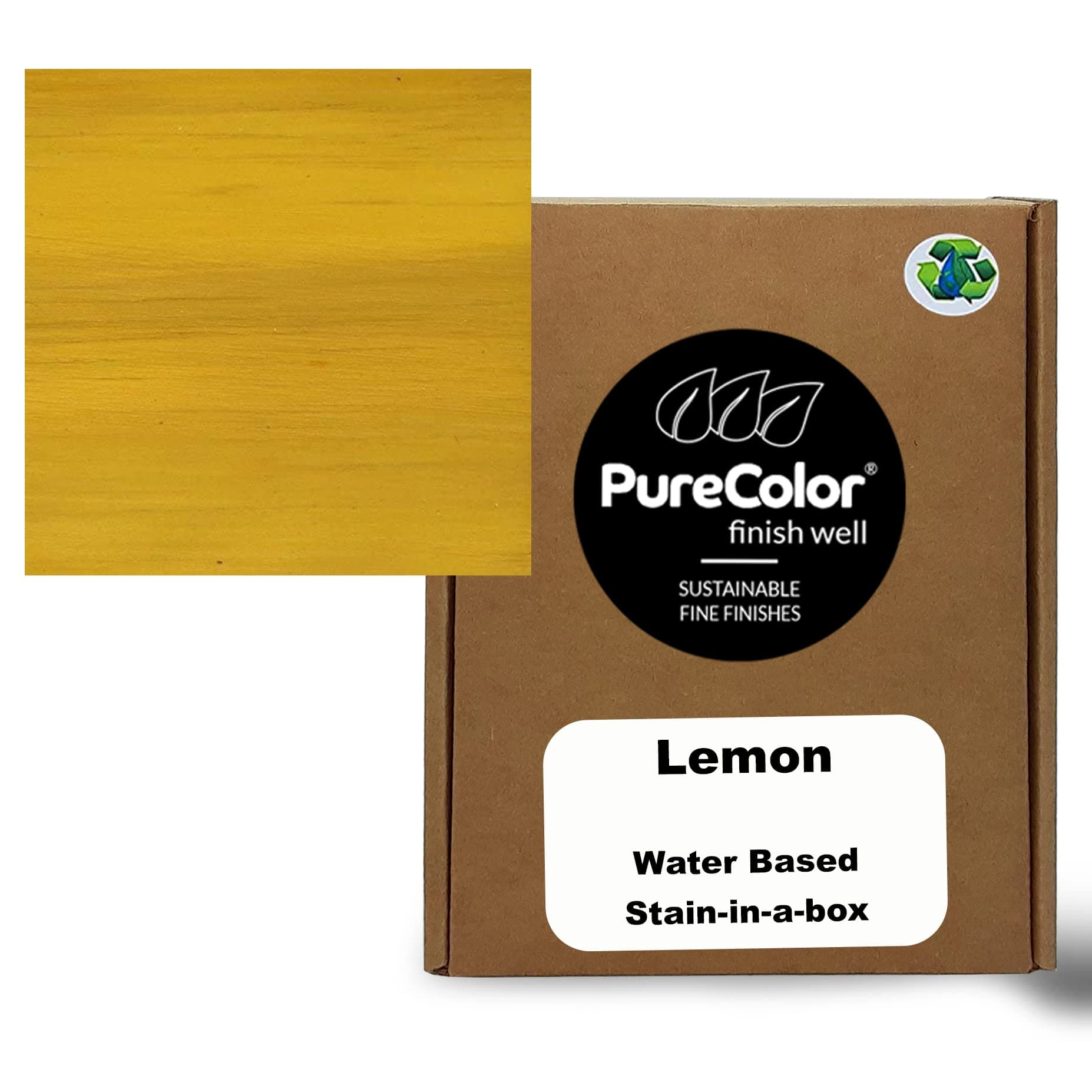 PureColor - Wood Stain and Finishes - Eco-Friendly, Vivid Colors, Deep Pigment, Ready to Use, Water-Based, Low VOC, No Odor, & Easy Clean-Up. Quart, Lemon
