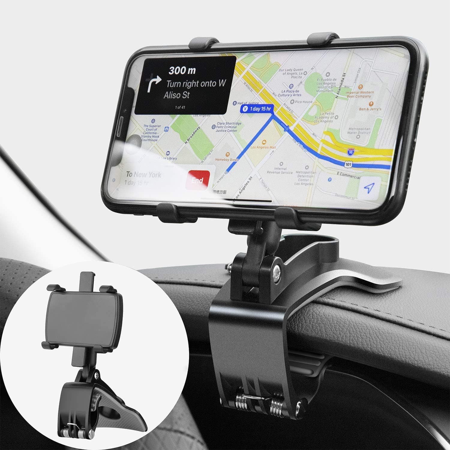 Car Mobile Phone Holder 360 Degree Rotation Car Dashboard Cell Phone Mount Car Automobile Cradle Suitable for 4 to 7 Inch Smartphones