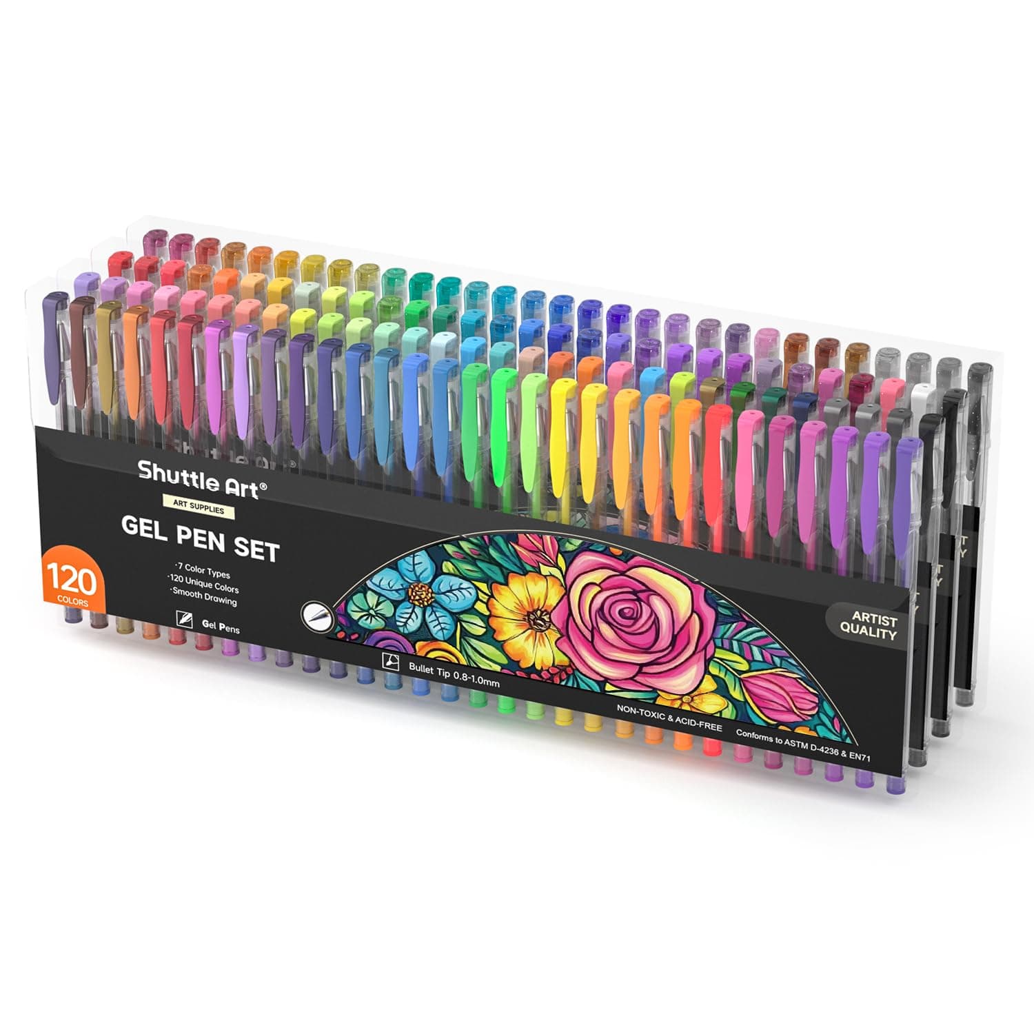 Gel Pens, 120 Colours Gel Colouring Pens for Adults Pack, Gel Pen Set with Glitter Metallic Neon Pastel Swirl Colours, Gel Pens for Kids and Adult Colouring Books Doodling Drawing