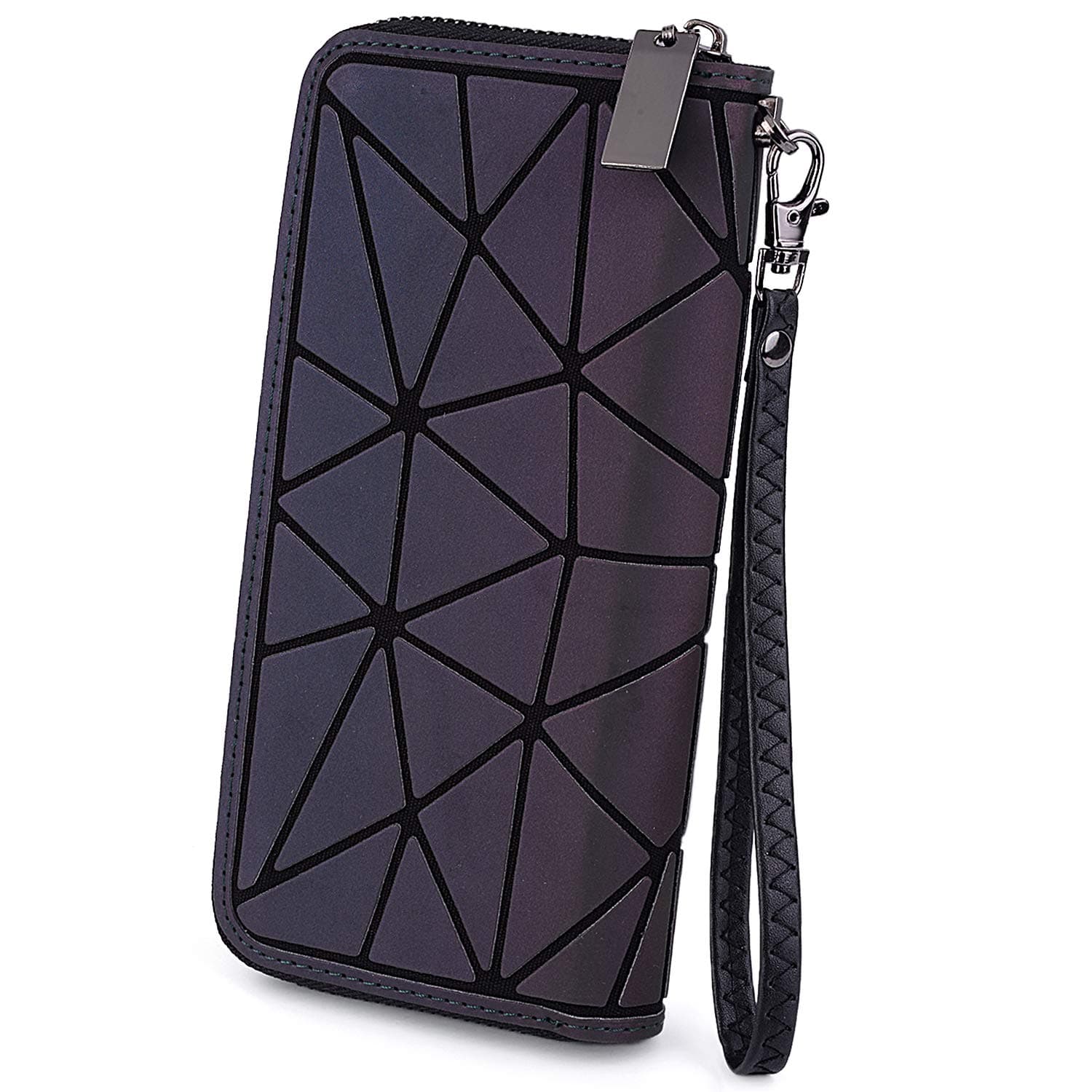 UTOWomen Wallet Card Phone Checkbook Holder Geometric Luminous Shard Lattice Rainbow Holographic Purse 524