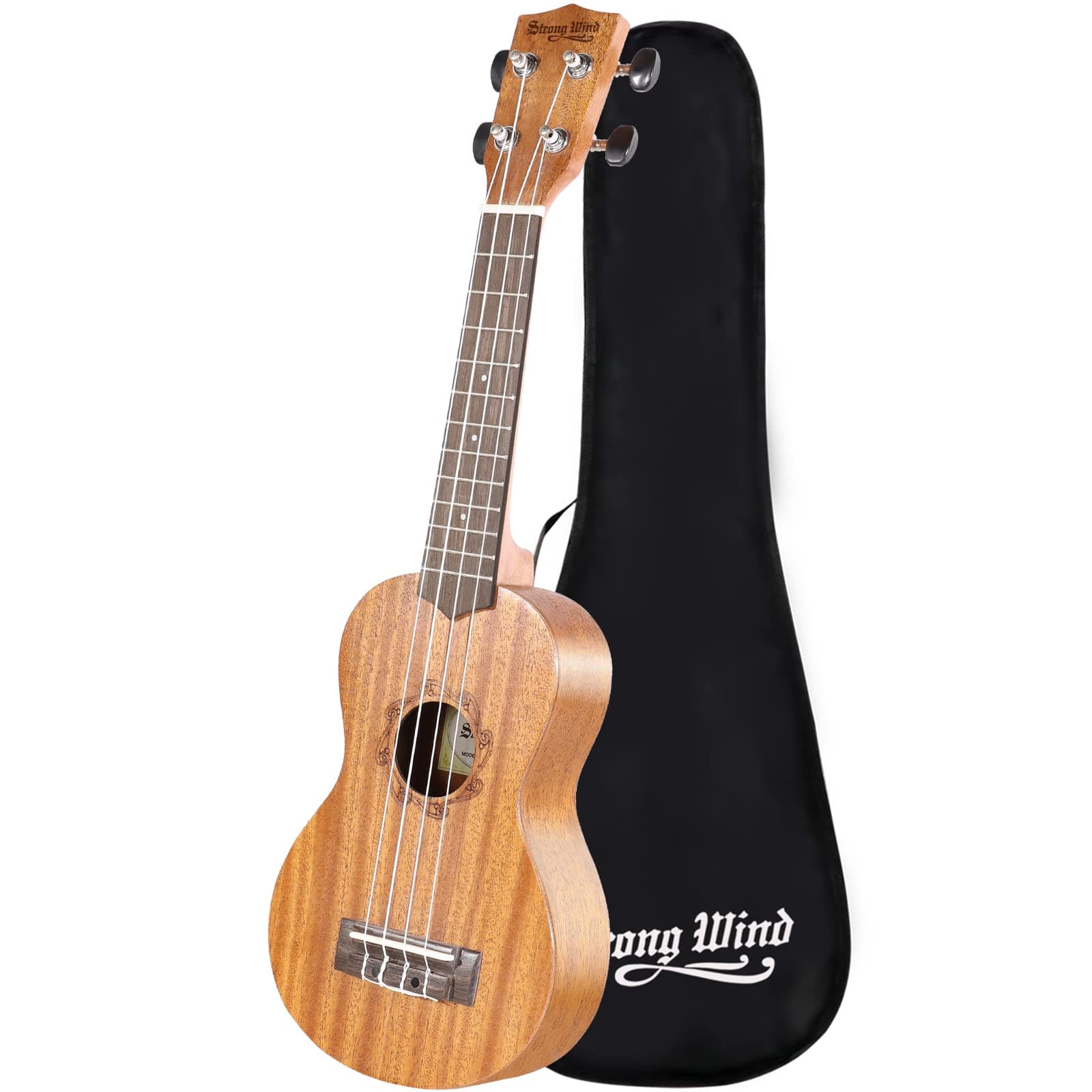 Strong Wind Soprano Ukulele for Beginners, Mahogany 21 Inch Hawaiian Starter Uke Guitar Ukalalee With Gig Bag