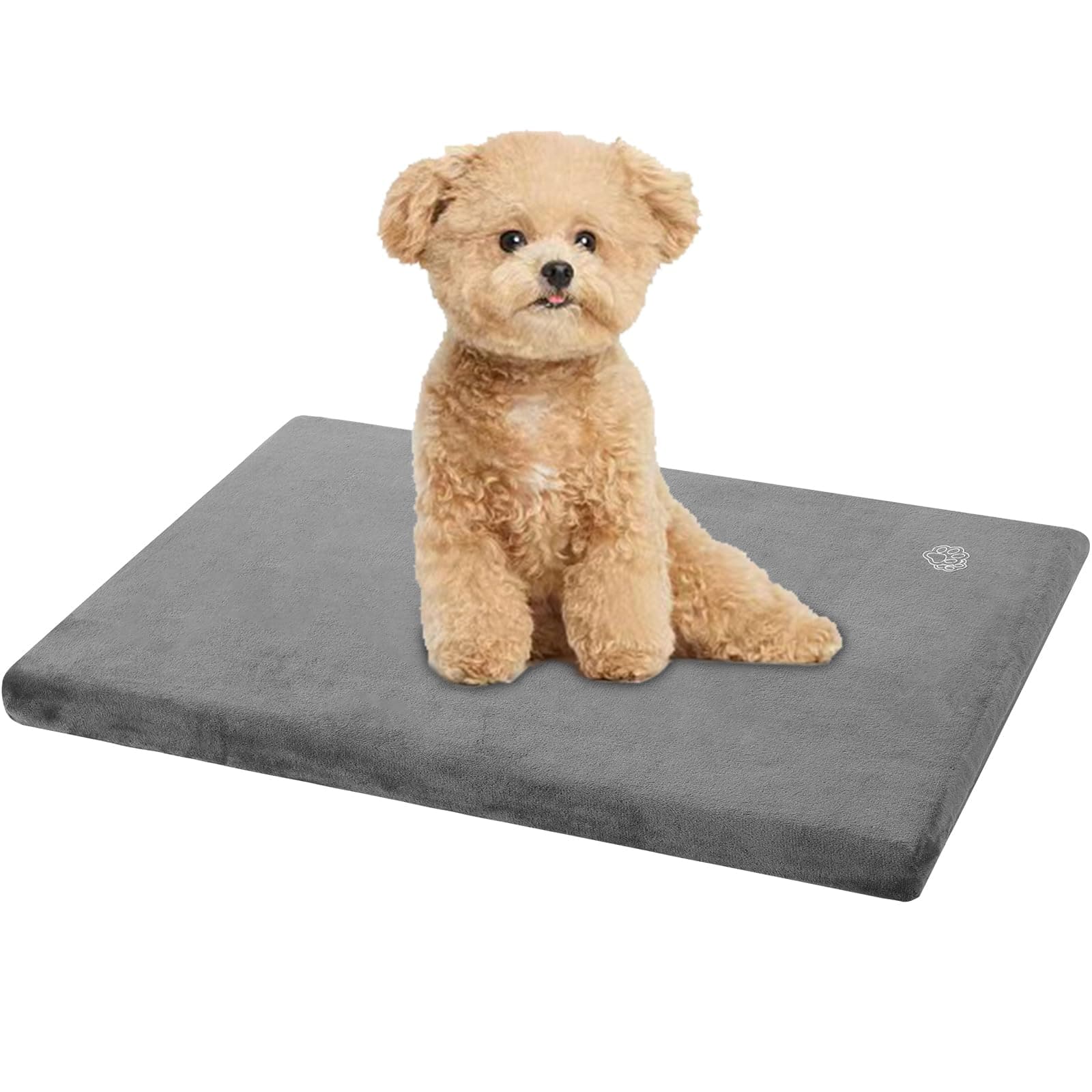 EMPSIGN Dog Bed (61 * 41 * 5.8cm), Dog Bed for Crate, Pets Mattress Reversible (Cool & Warm), Water proof Liner, Removable Machine Washable Cover, Firm Support Pet Crate Mat for Dogs up to 10kg, Grey