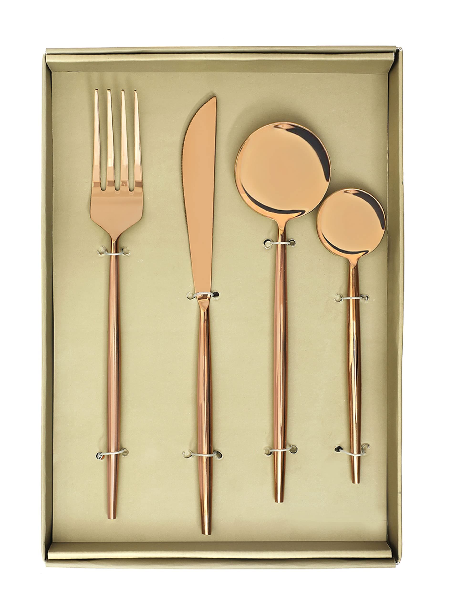 Feather Your Nest Home and Kitchen Rose Gold Pvd Luxe Dinning Set