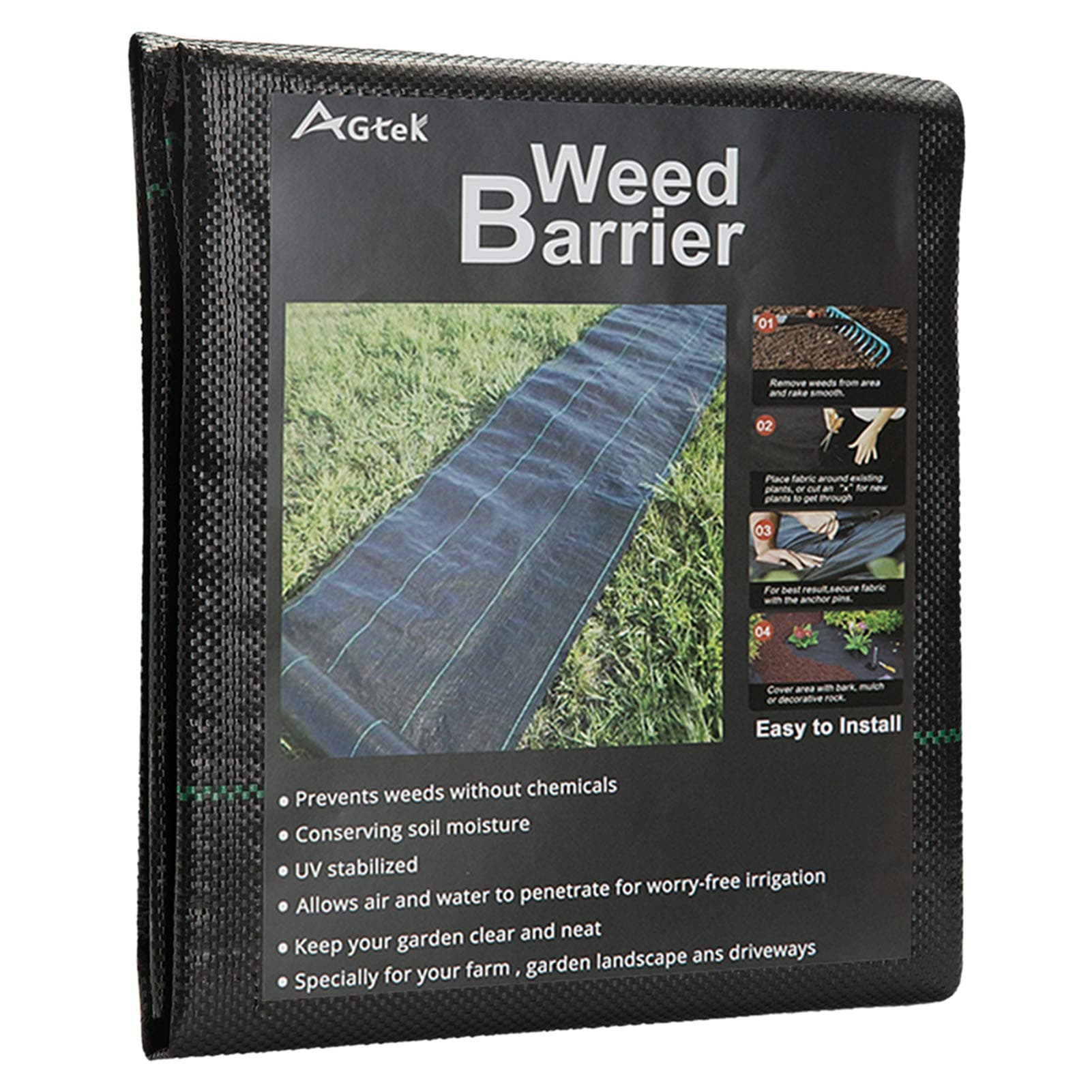 AGTEKLandscape Fabric 4x8 FT Heavy Duty Ground Cover Pack of 2