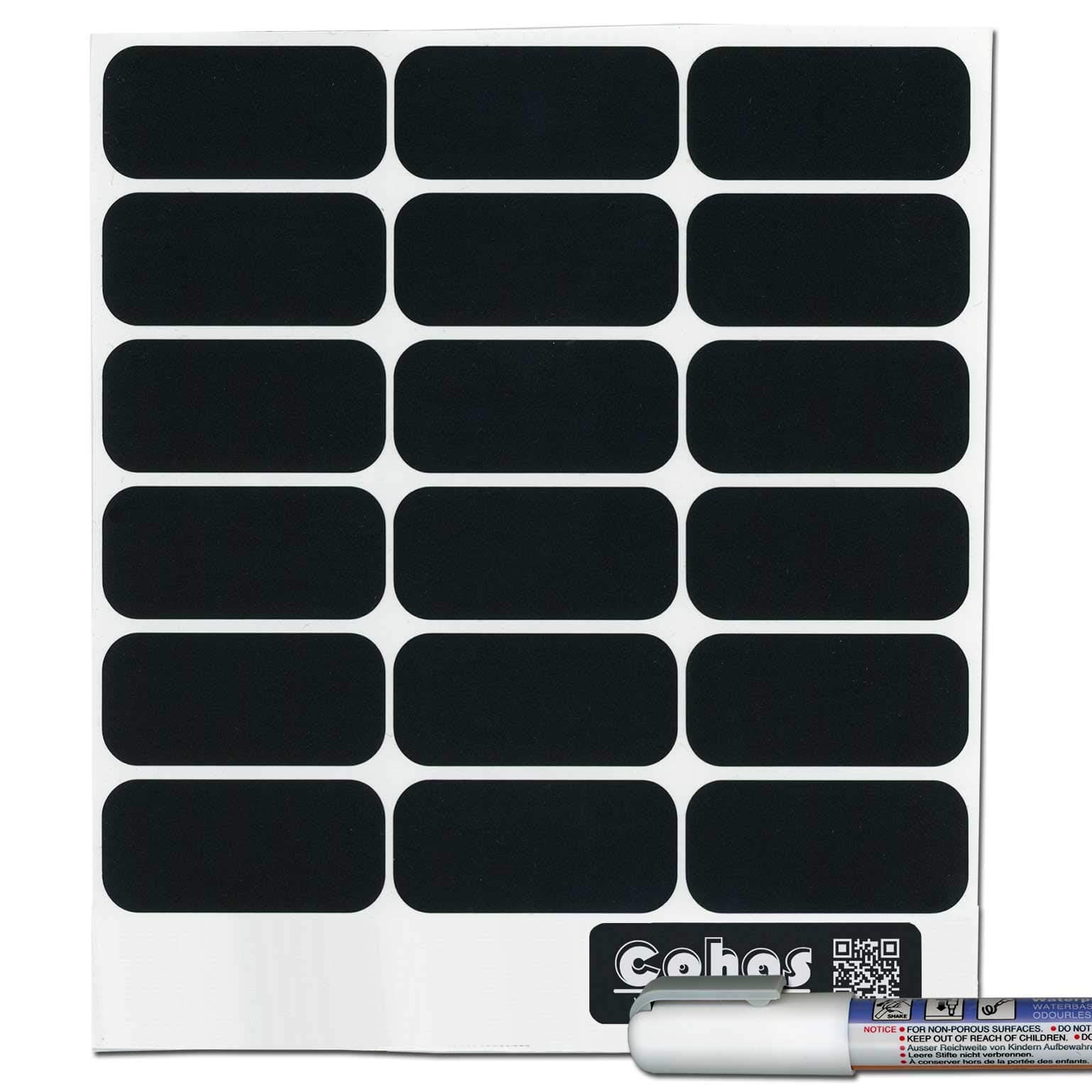 CohasChalkboard Labels for Party Cups and Supplies includes Liquid Chalk Marker and 54 Labels, Fine Tip, White Marker