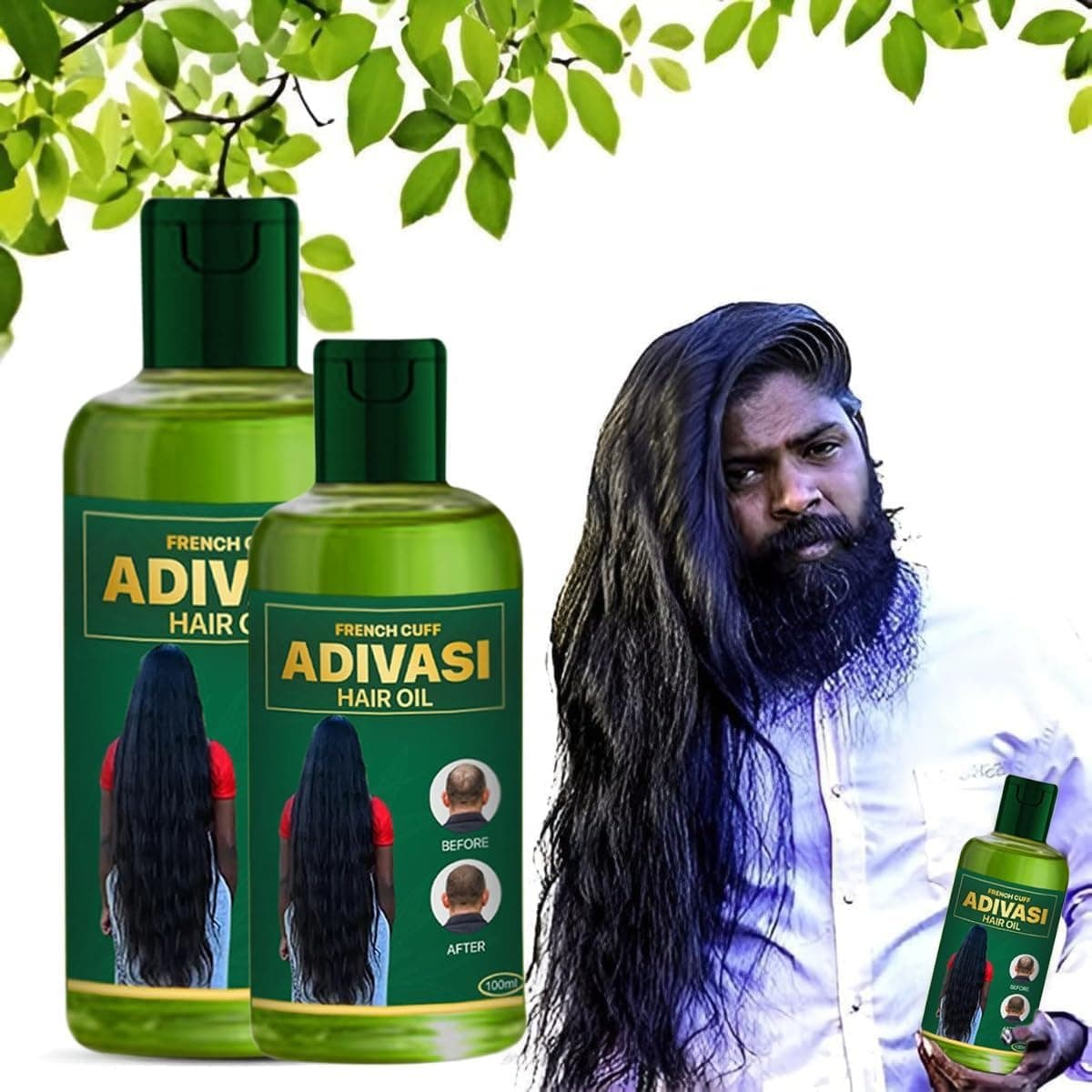French cuff Original Adivasi Hair Growth Oil 3 In 1 Original Hair Adivasi Hair Growth Oil|Adiwasi Herbal Kesh Tel With Natural Essential & Biotin For Control Hairfall Anti Dandruff (100-Ml, Pack Of 2)