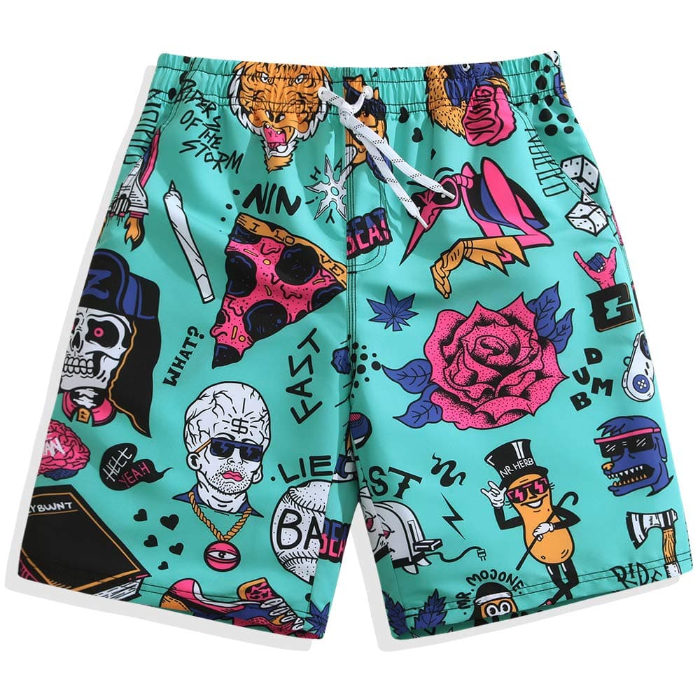 Mens Ultra Quick Dry Punk Vintage Fashion Board Shorts Large 34-35