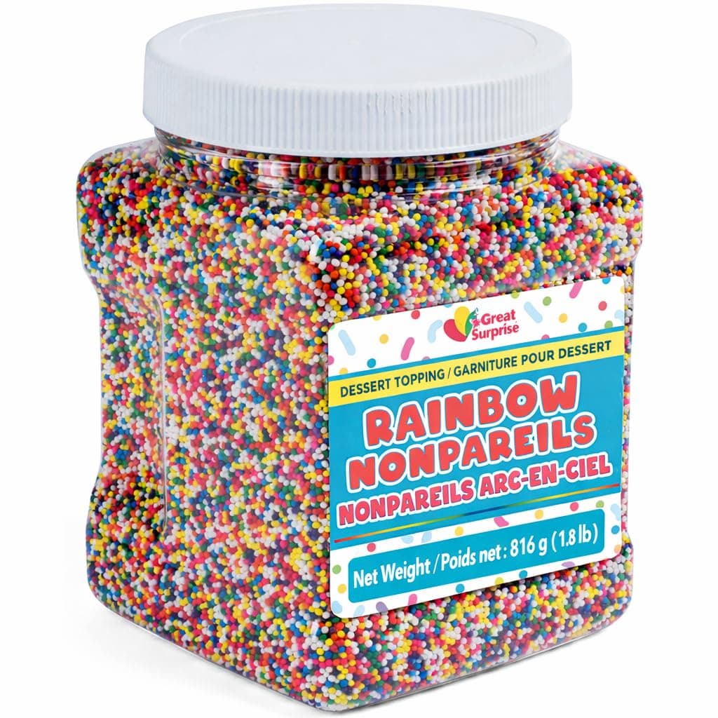 A Great Surprise Rainbow Nonpareils - 1.8 Pounds - Rainbow Sprinkles - Bulk Sprinkles - Decorating Topping