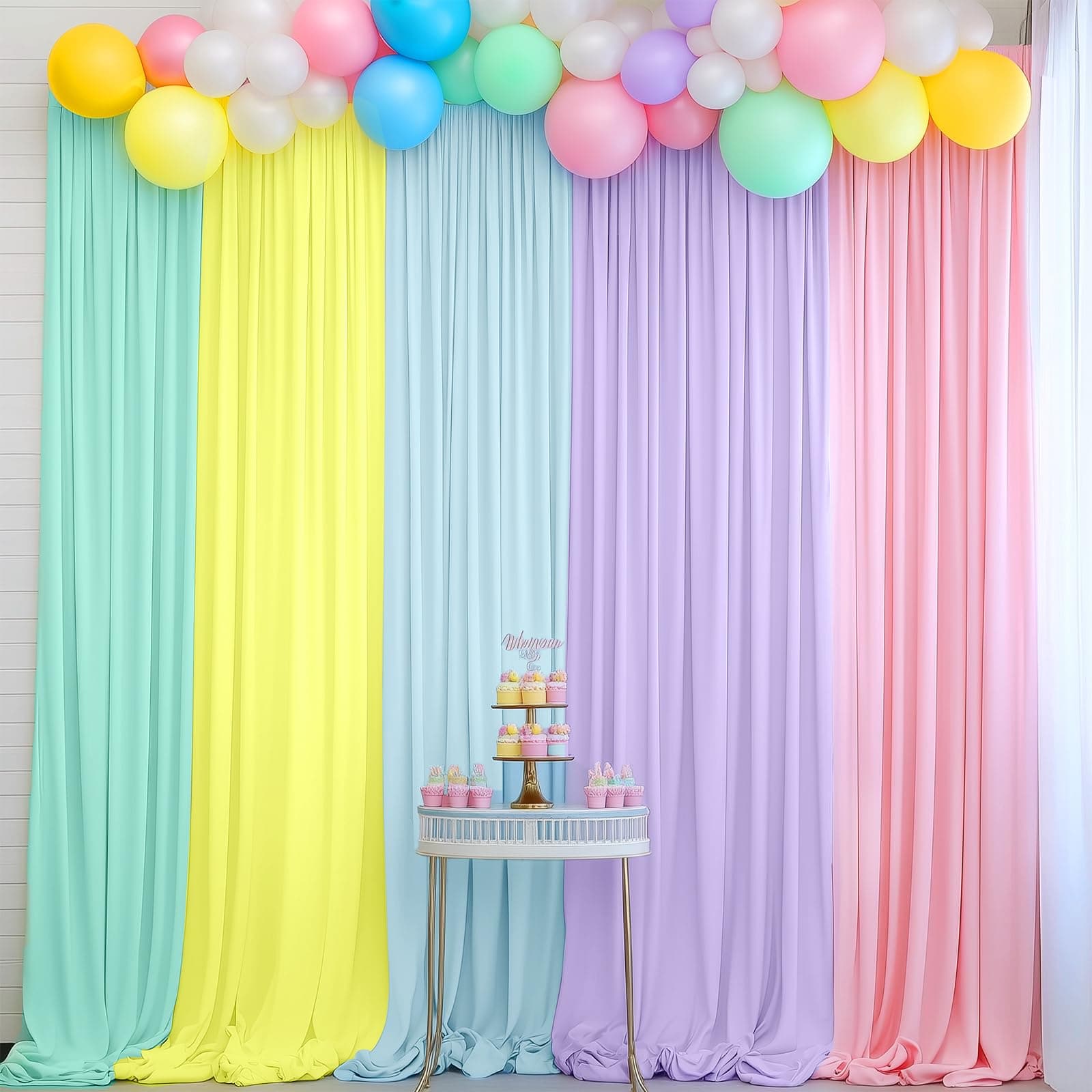 10x7ft Unicorn Backdrop Curtains -Pastel Rainbow Backdrop Photography Background for Girls Party Birthday,Baby Shower,Classroom,Spring Easter Decor-Wrinkle-Free Reusable Fabric,Easy to Hang