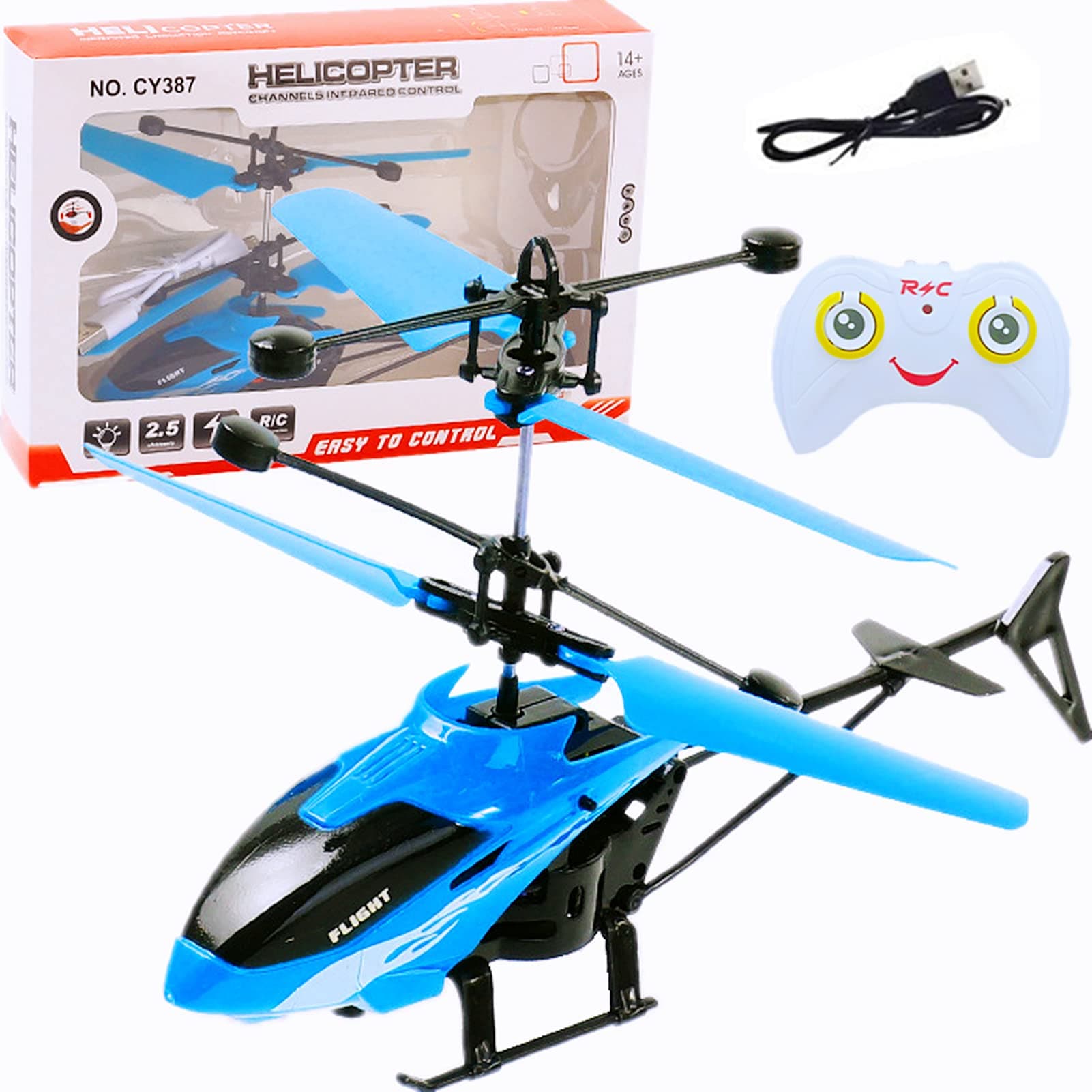 Remote Control Helicopter, Kids Suspension Induction Mini Flying Toy, 2.5 Channel High Low Flight RC Suitable for Birthday Party Gifts for Boys & Girls (Blue)