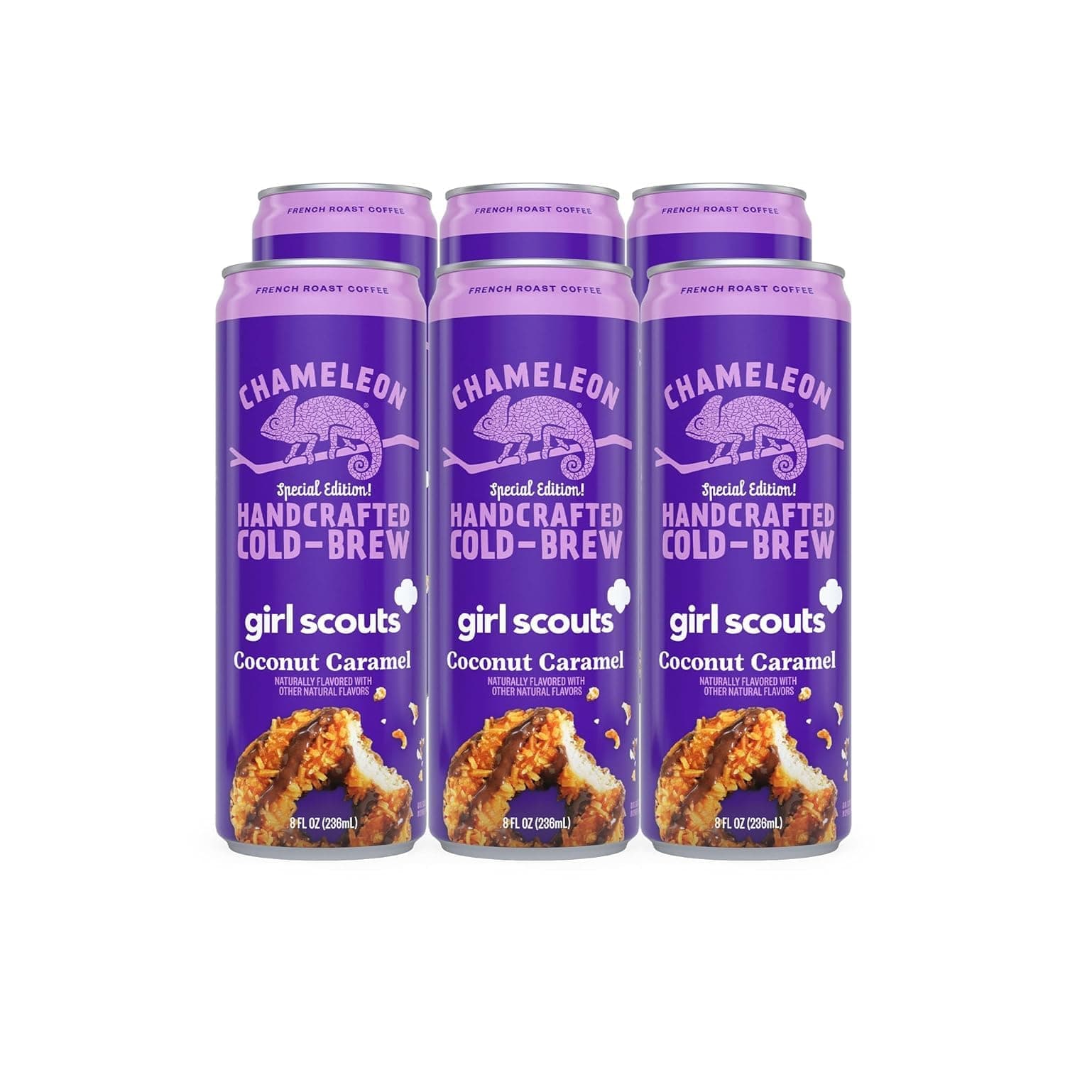 Chameleon Cold Brew Coffee Latte, Girl Scout Coconut Caramel, 8 oz Canned Coffee (6 pack)