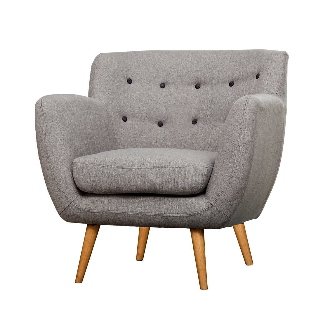 SIGNE LINEN OCCASIONAL ARMCHAIR LIVING ROOM ACCENT SOFA CHAIR TUB FABRIC LOUNGE (Grey)