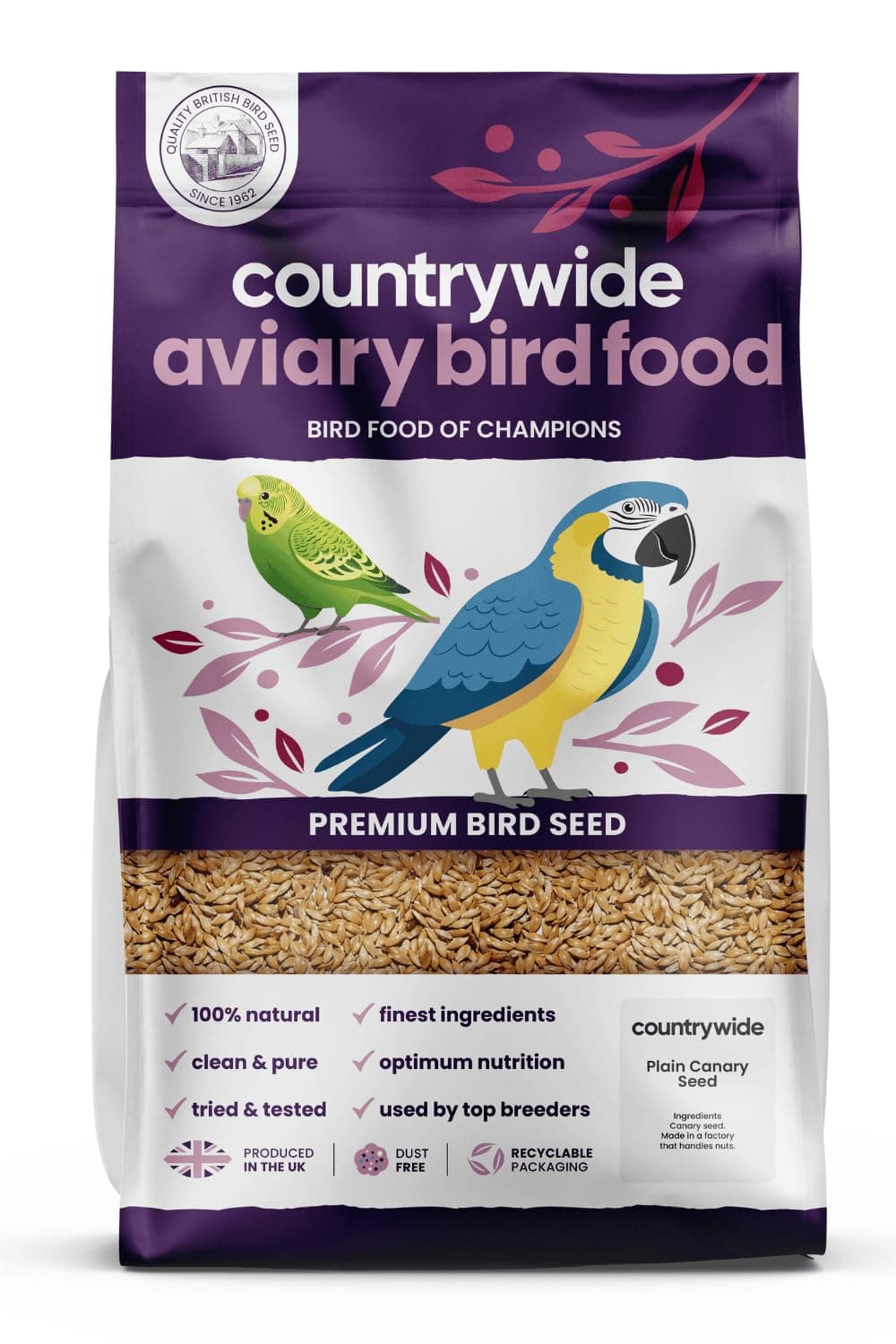 Countrywide Plain Canary Seed 20 kg - Premium Quality - Oil and Protein Rich - For Canaries, Budgerigars & Finches - Healthy Cage & Aviary Bird Food