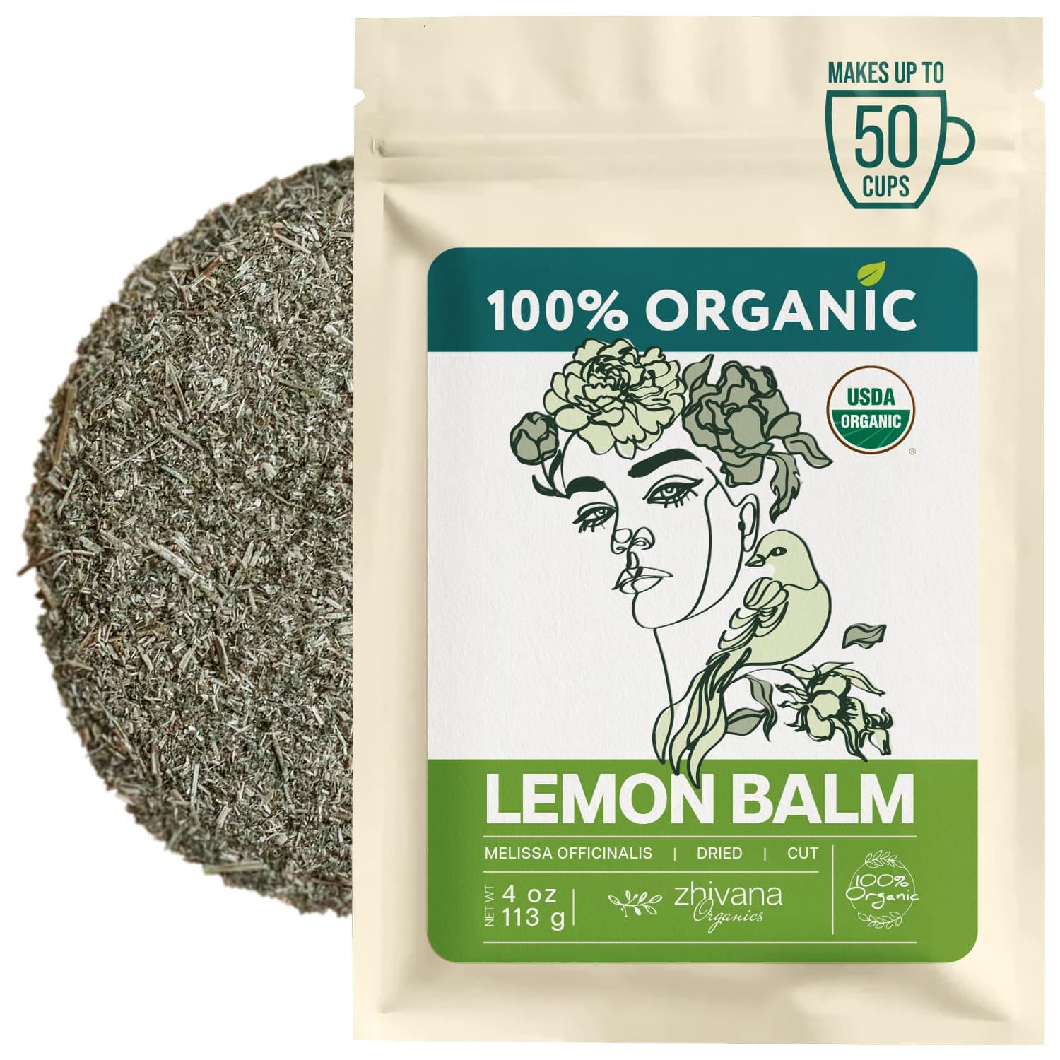 Lemon Balm Tea Organic - Lemon Balm Herb Loose Leaf - Melissa Tea, Tolonjil Tea Organic –- Anti Stress, Sleep, Blood Pressure, Digestion - 4 Oz
