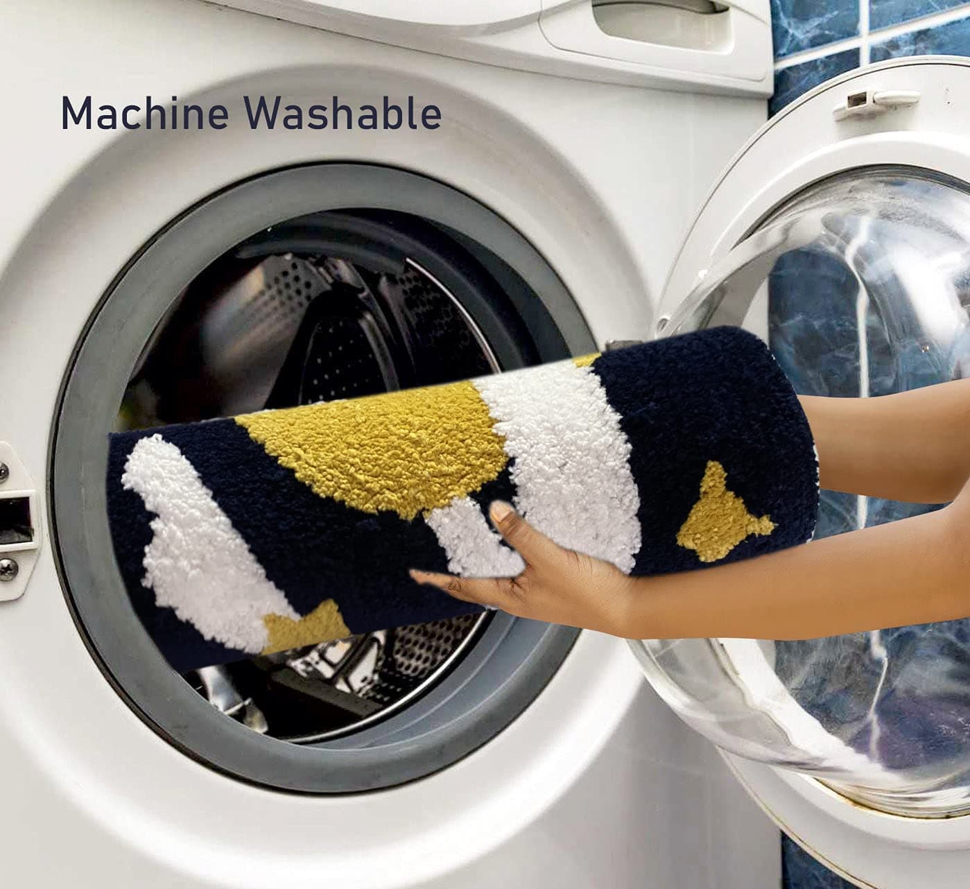 Roseate Space Super Soft (40x60 cm) Microfiber 2000 GSM Bath Mat Super Absorbent Anti-Skid Door Mats for Home/Bathroom/Bedroom/Kitchen/Floor Mat (Dark Blue) Pack of 1