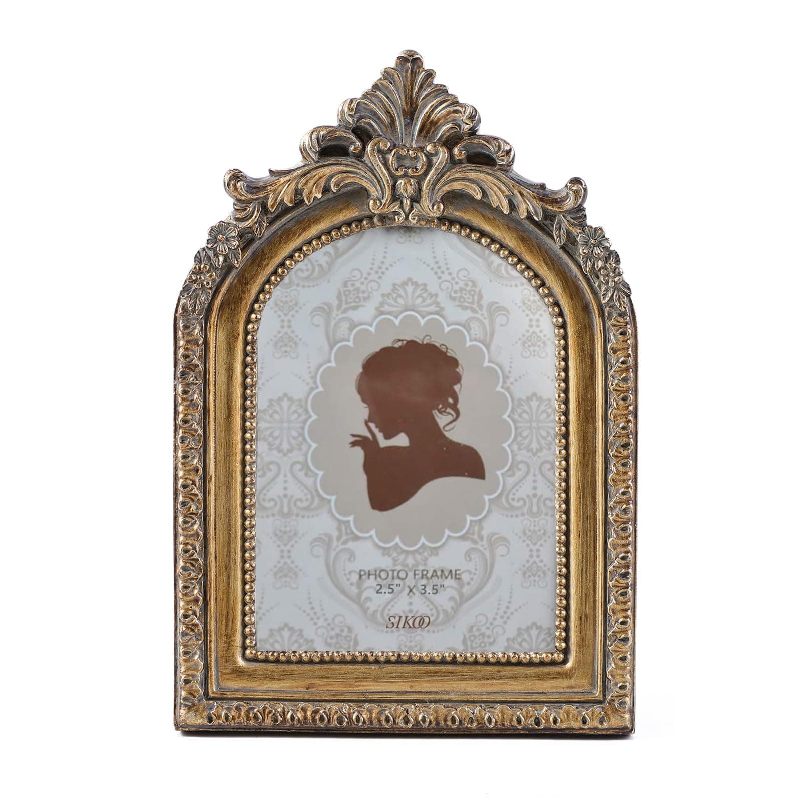 SIKOO Vintage Picture Frame Antique Table Top Wall Mounting Photo Frame for Home Decor, Bronze Gold (2.5×3.5)