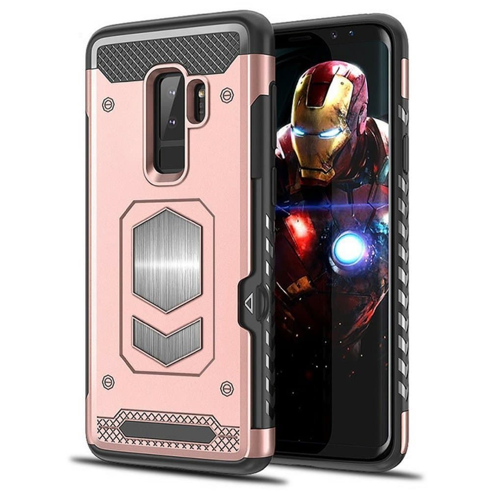Galaxy S9 Plus Case:S9 Plus Case: Samsung Galaxy S9 Plus with Card Holder- Magnetic Back for car Mount (Pink)