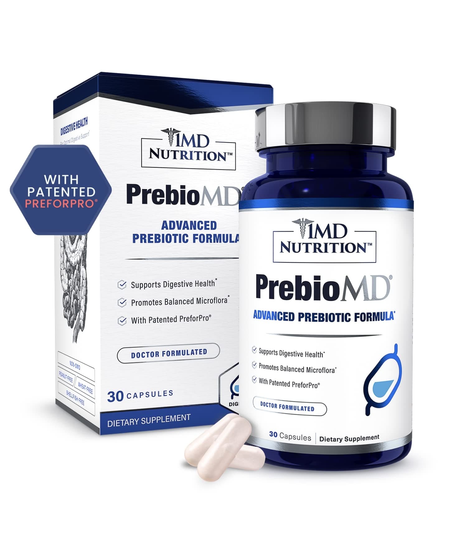 1MD Nutrition PreBioMD - Prebiotic with PreforPro® | Support Healthy Digestion and Beneficial Bacteria