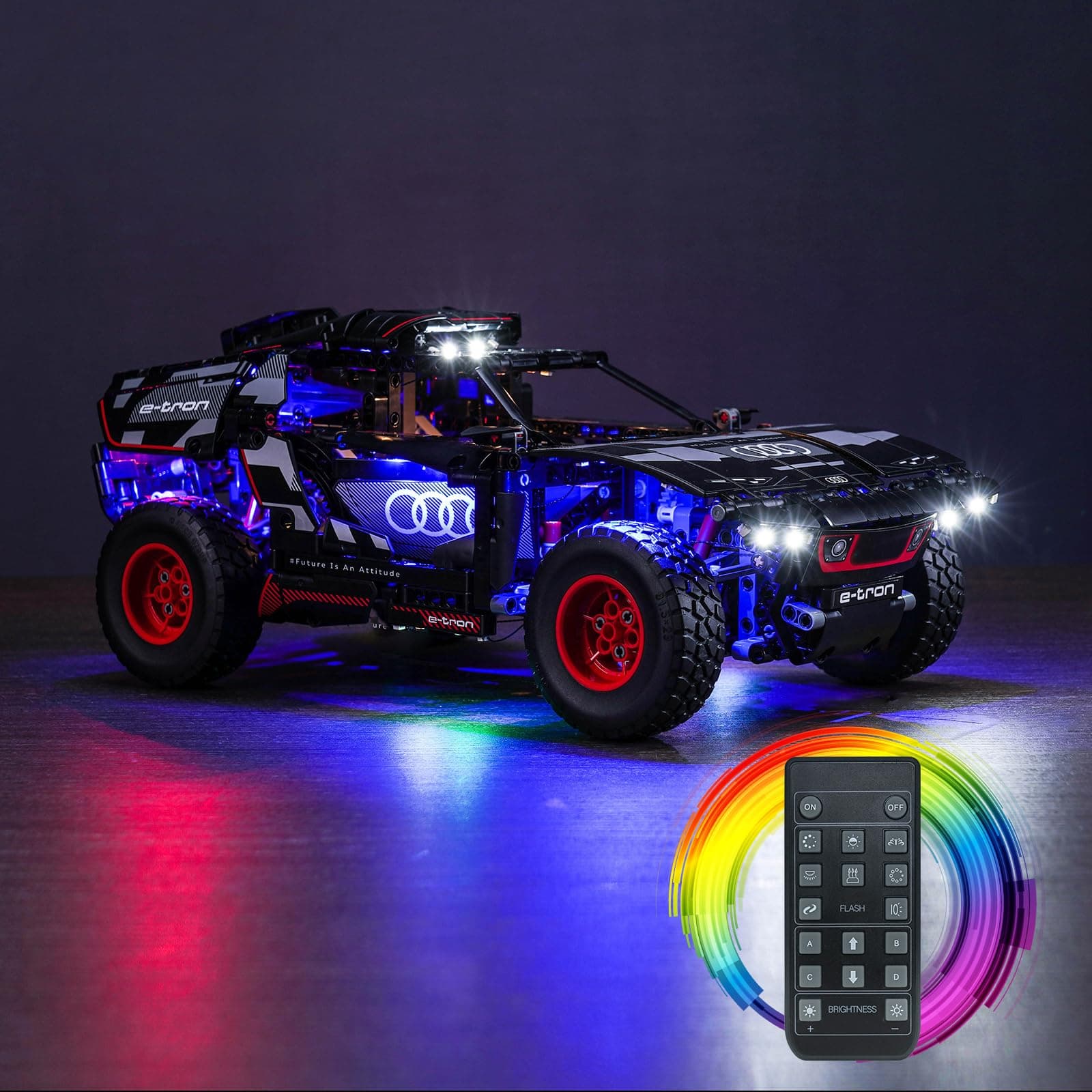 LED Light for Lego Technic Audi RS Q e-tron 42160 Building Set, Remote Control Version Lighting Kit for Lego Audi RS Q e-tron (No Model)