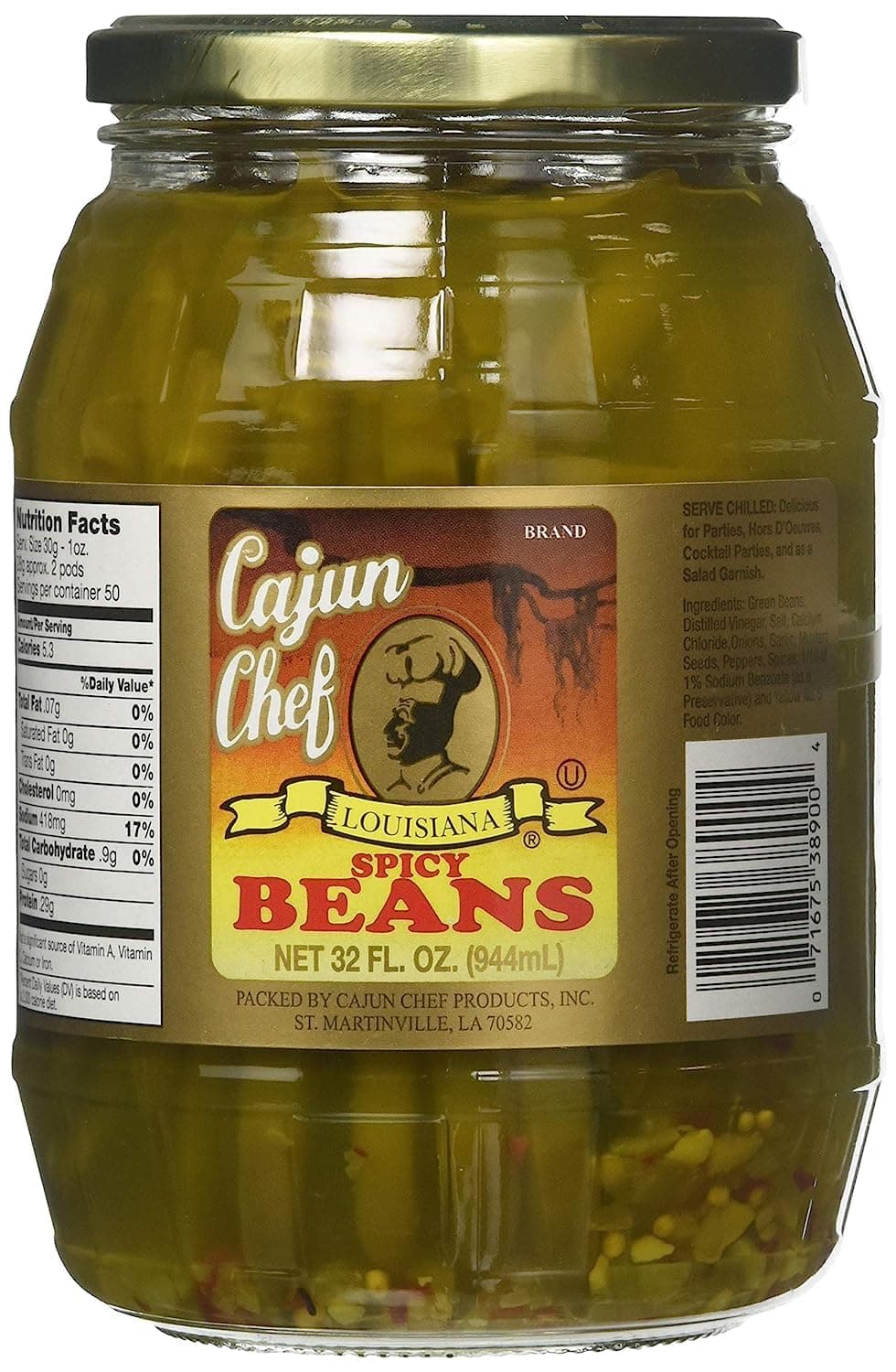 Louisiana Spicy Green Beans - 32 oz (Pack of 1) - Bold Cajun Flavor - Perfect for Hors d'Ouevres, Cocktail Parties, as a Salad Garnish, Bloody Marys and More - Versatile and Delicious