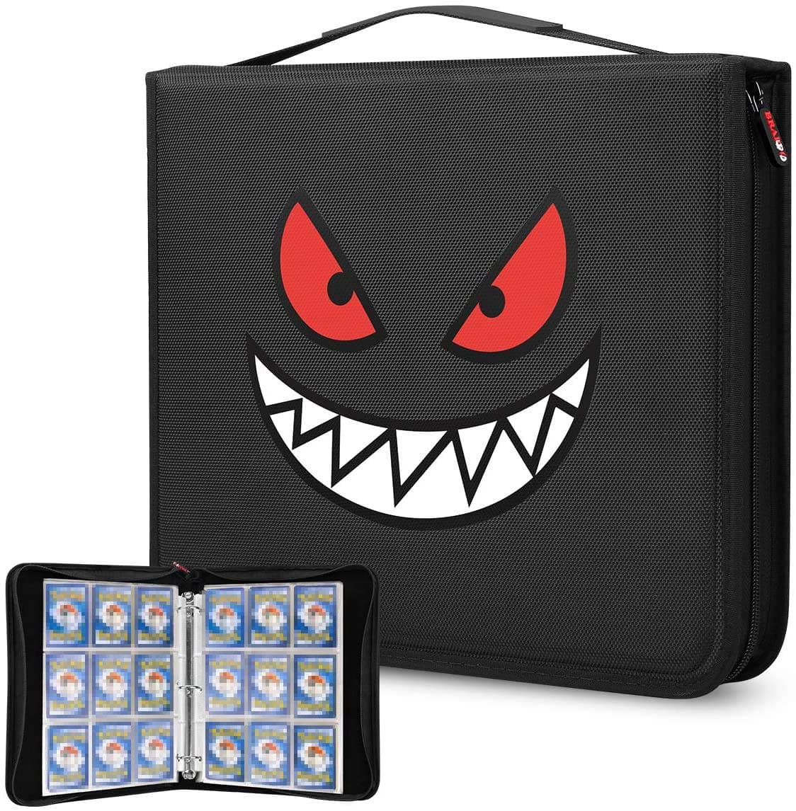 Brappo Carrying Case Compatible with PM Trading Cards, Cards Collectors Album with 40 Premium 18-Pocket Pages, Holds Up to 720 Cards(Smiley face)