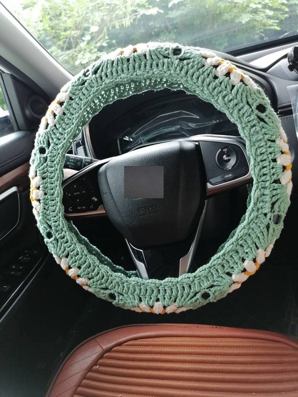 YDM Crochet Steering Wheel Cover,Sunflower Crochet Steering Wheel Cover,Car Steering,Steering Wheel Cover for Women (A Wheel Cover)