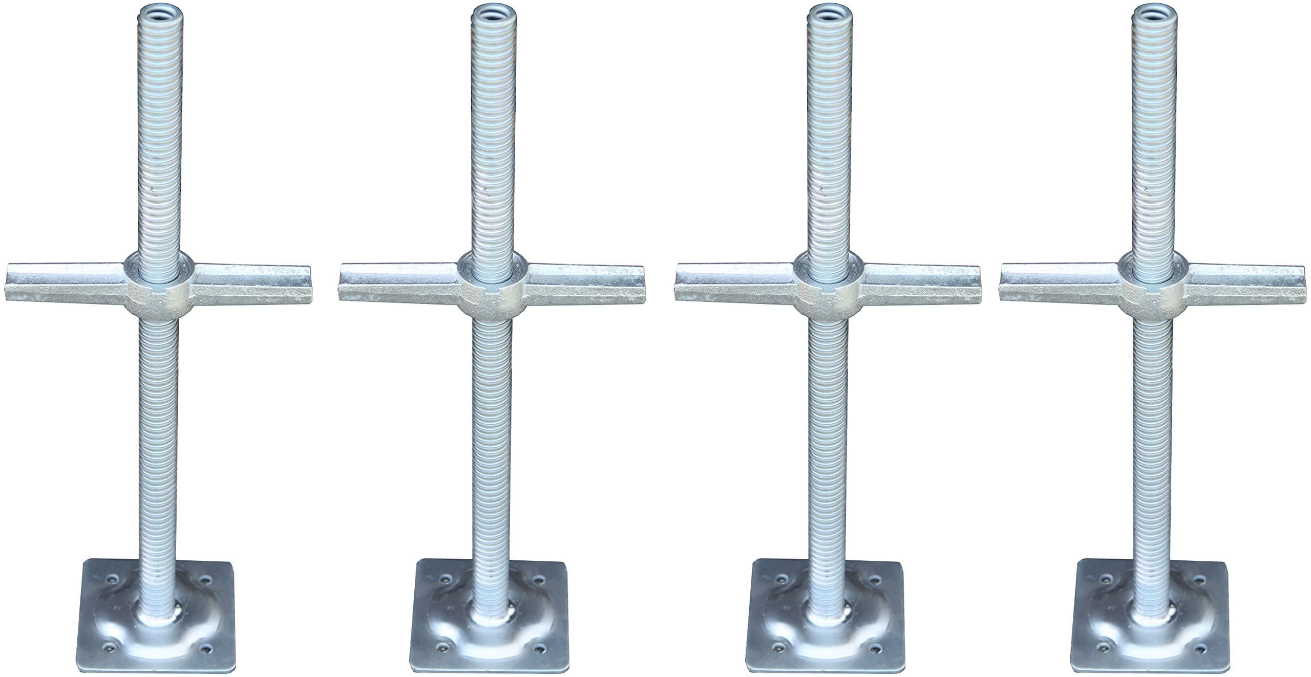 CBM Scaffold A Set 4 New 1 3/8" Scaffolding 24" Adjustable Leveling Galvanized Screw Jack with Base Plate