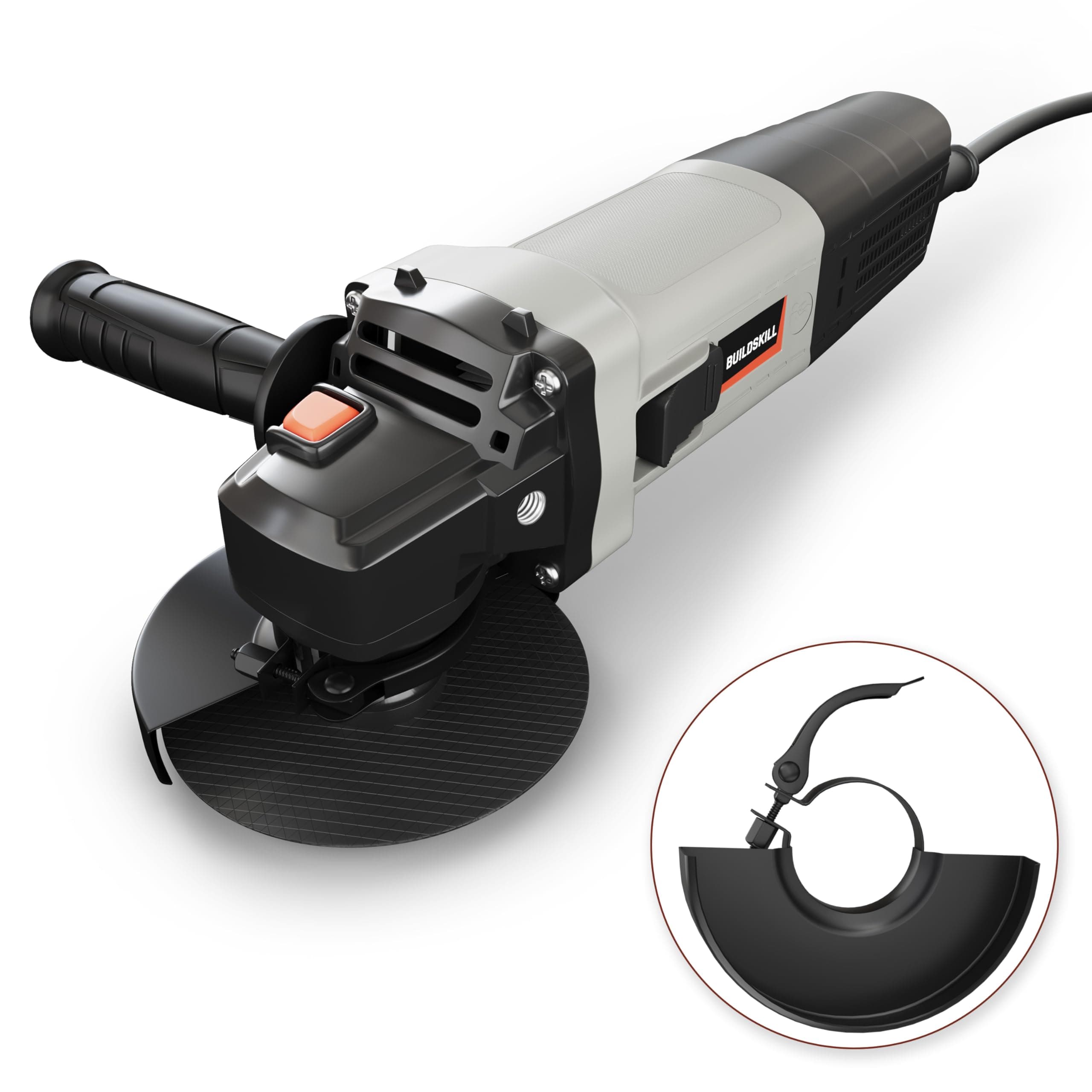 BUILDSKILL 900W Angle Grinder Machine | 100MM | M10 | 6000-11000 RPM Variable Speed | Copper Motor | Quick Change Guard | Two Position Side Handle | Lightweight Grinding Machine (6 Months Warranty)