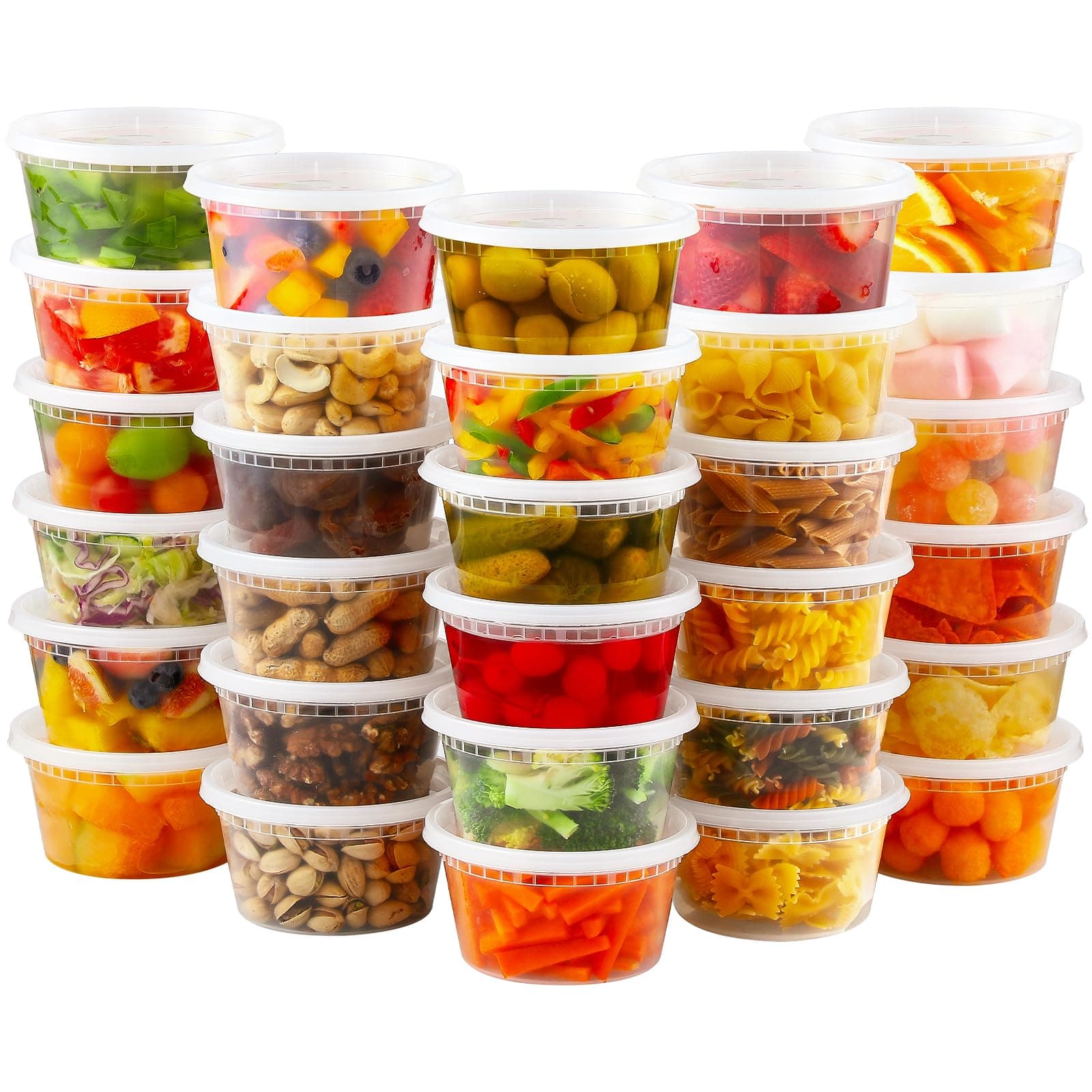 AOZITA 20 Sets 32 oz Plastic Deli Food Containers With Lids, Airtight Food Storage Containers, Freezer/Dishwasher/Microwave Safe, Soup Containers For Takeout Meal Prep Storage