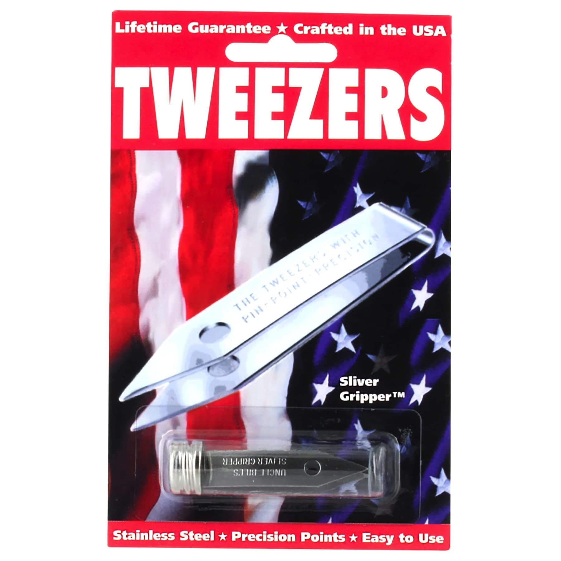 Sliver Gripper Uncle Bill's 19074 Tweezers in a Recloseable Tube