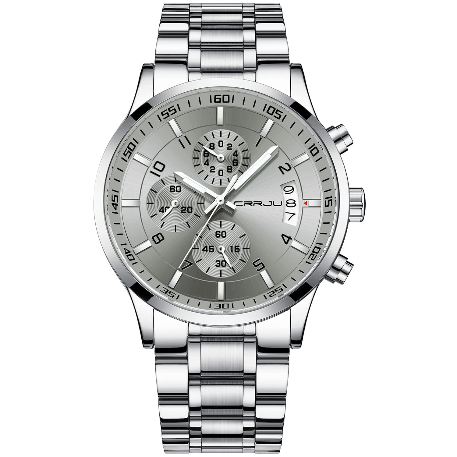 Men's Fashion Stainless Steel Watches Date Waterproof Chronograph Wristwatches,Black Steel Band Waterproof Quartz Watch for Men