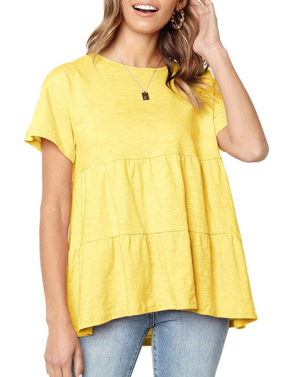 Kimiee Women's Casual Short Sleeve T Shirt Tassels Sleeves Blouse