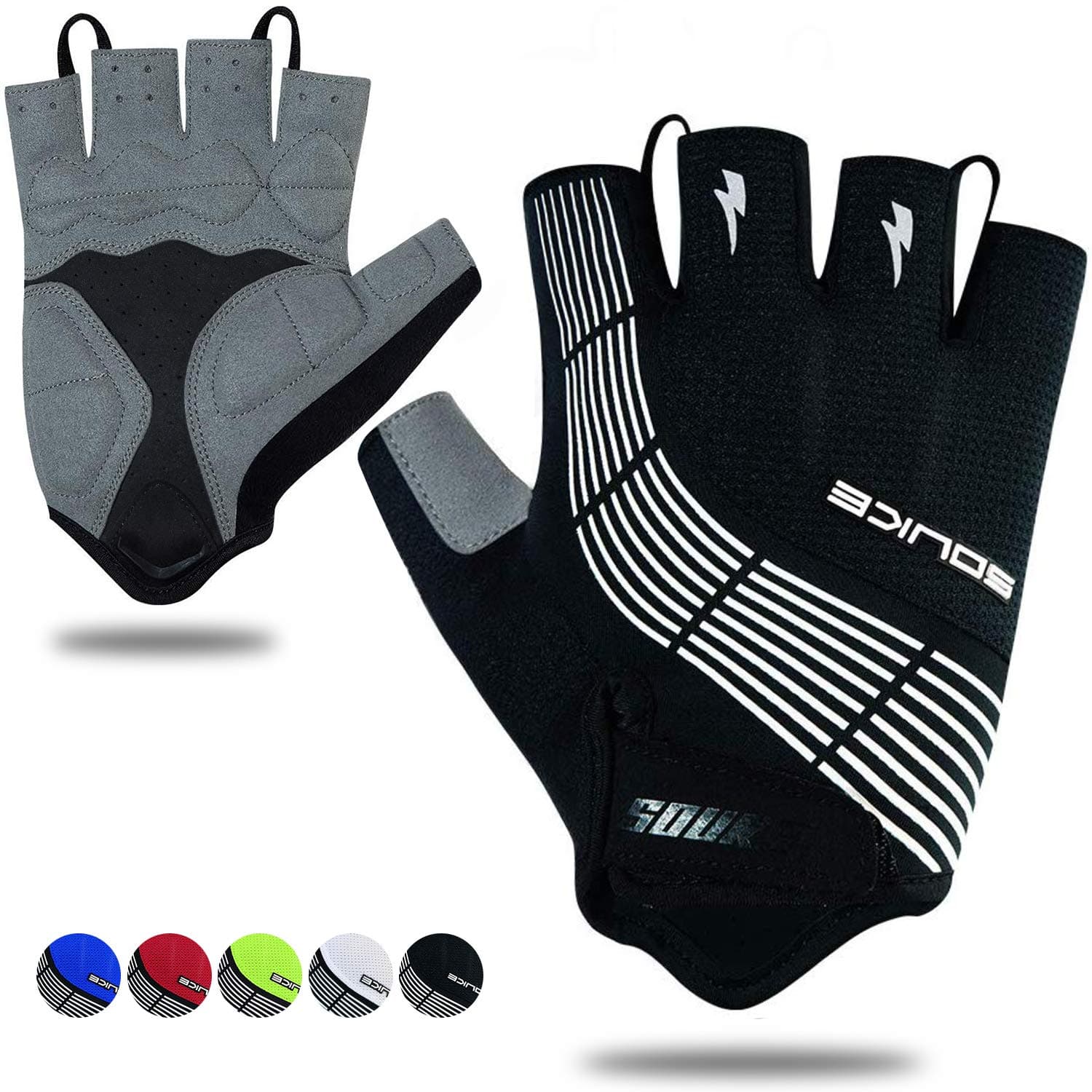 Cycling Bike Gloves - Padded Half Finger Bicycle Gloves with Shock-Absorbing, Anti-Slip, Breathable MTB & Road Biking Features for Men & Women