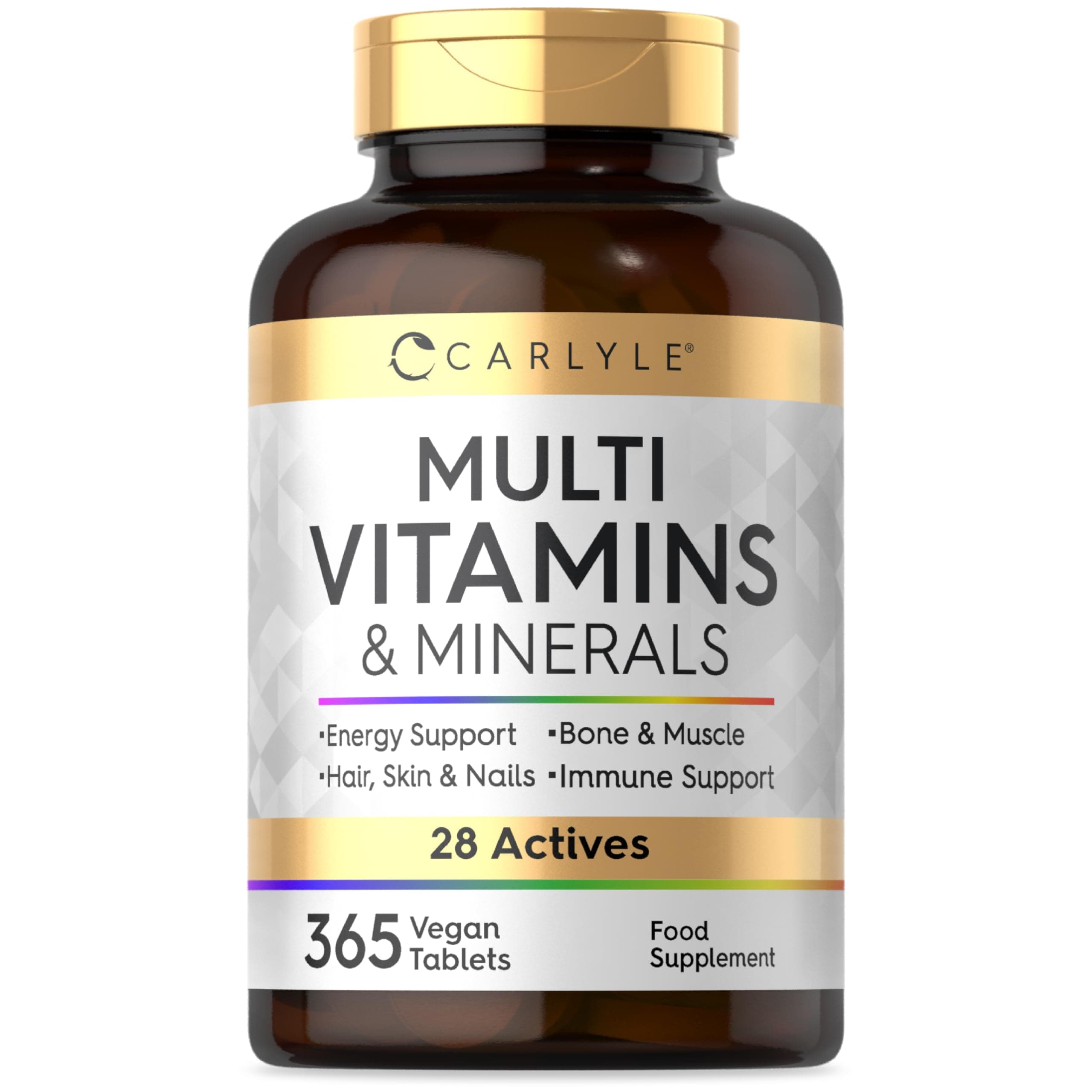 Multivitamin Tablets for Men and Women | 365 Count | with 28 Essential Vitamins and Minerals | Vegan Supplement | by Carlyle