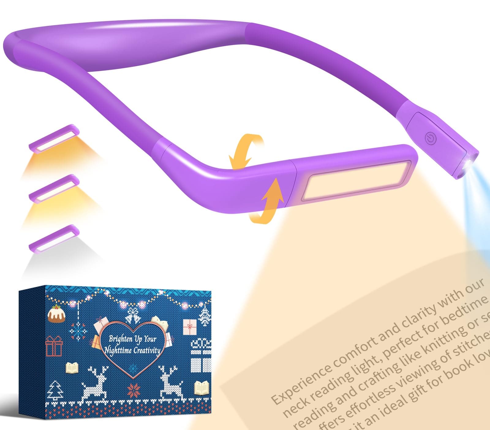 Neck Reading Lamp Purple Gifts For Women Book Lovers Knitting Crochet Accessories, Stocking Stuffers Christmas Birthday Present For Mom Wife Grandma Bible Readers Knitters Quilting Sewing SuppliesClimatePartner certified