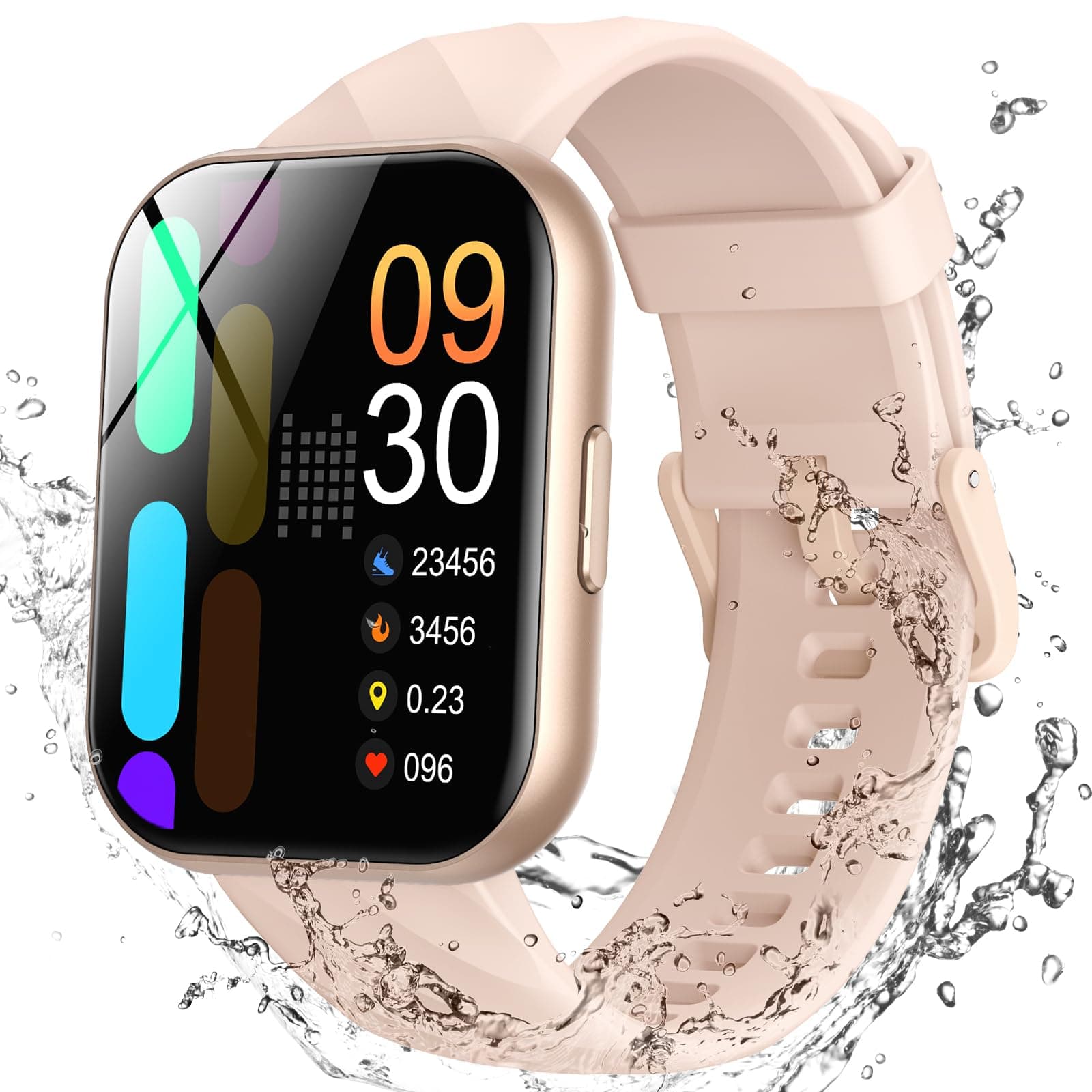 Parsonver Smart Watch for Women, 5ATM Waterproof for Swimming, Fitness Activity Tracker 100+ Sport Modes, Heart Rate/Sleep/SpO2/Steps Monitor, 1.8" HD Screen Smartwatch for Android & iOS, Rose Gold