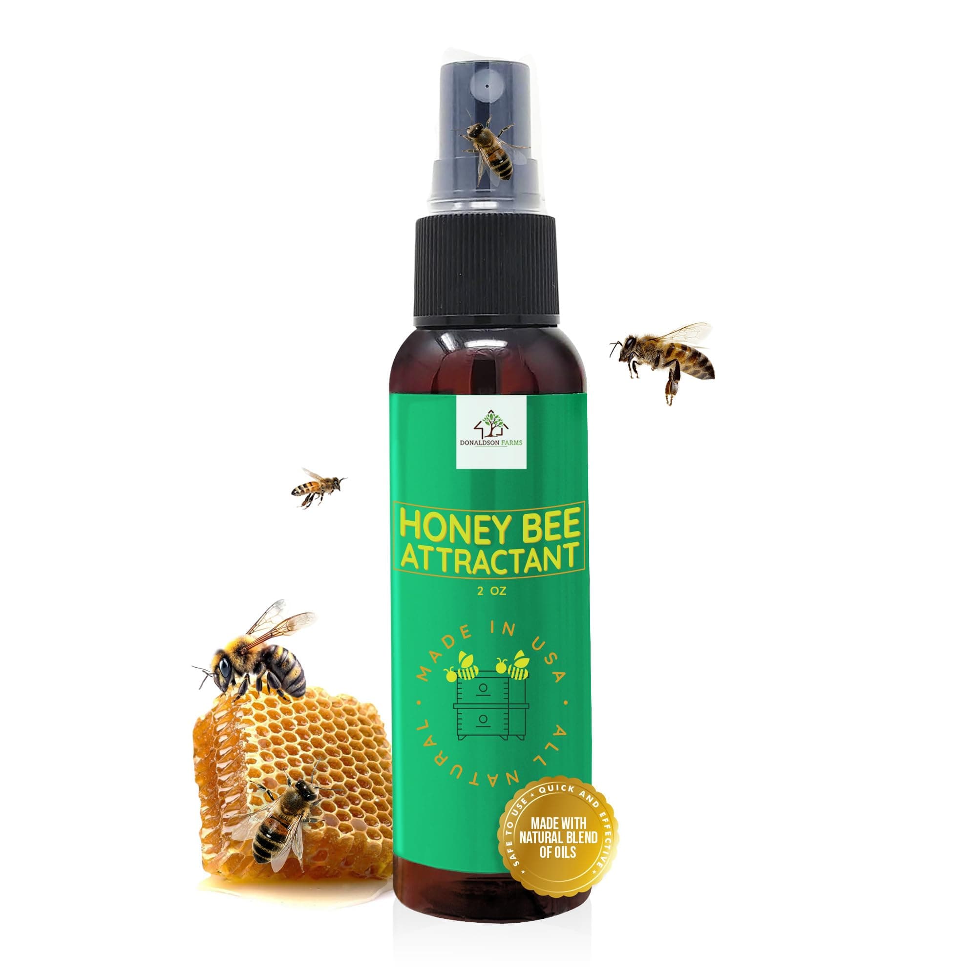 Honey Bee Attractant Spray - Lemon Grass Oil Formula for Thriving Bee Colonies Enhance Natural Beekeeping Experience, 2oz