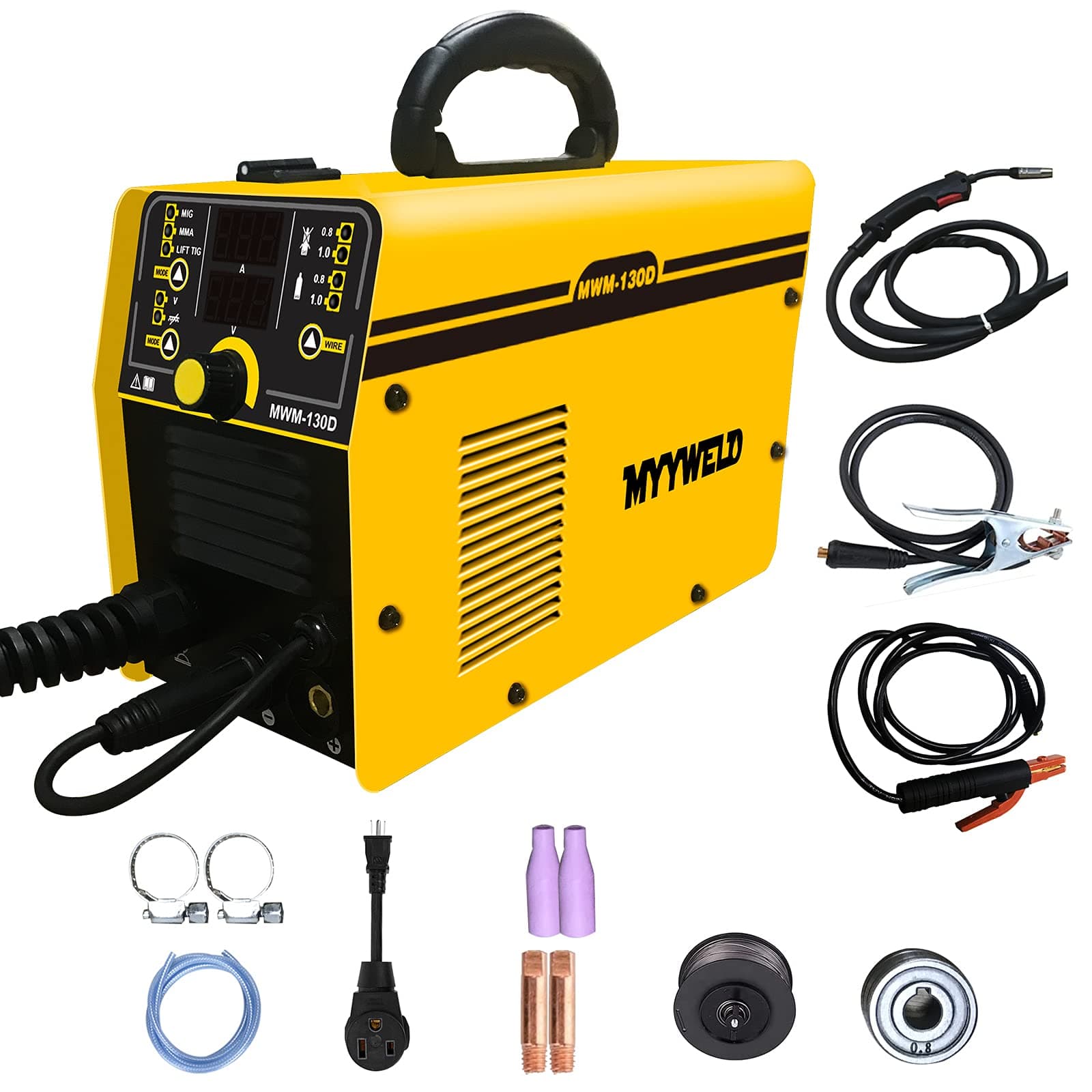 MIG Welder, 110/220V Dual Voltage Gas Gasless multiprocess welder, 4-in-1 Solid Wire/Flux MIG/Stick ARC/Lift TIG, IGBT Inverter Welding Machine