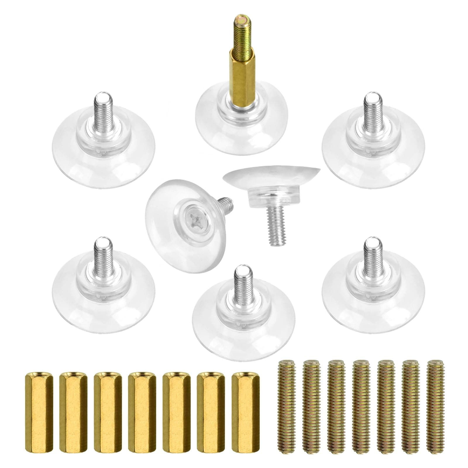 8 Pcs Glass Table Tops Suction Cup 1.3 Inches Strong Suction Cup with Heavy Duty M6 Screw and Extension Screw, Adjustable Height, Fit for Glass Table