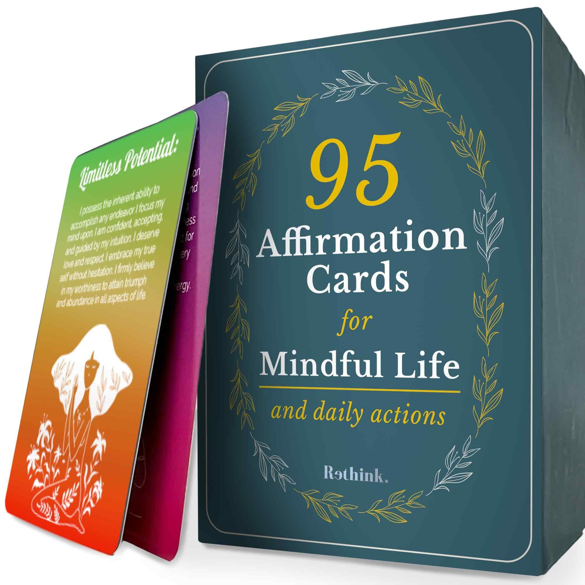 QUOKKA 95 Affirmation Cards - Anxiety Relief Items Meditation Cards for Mental Health - Calming Self Care for Women - Perfect Mindfulness Gift for Young & Adult