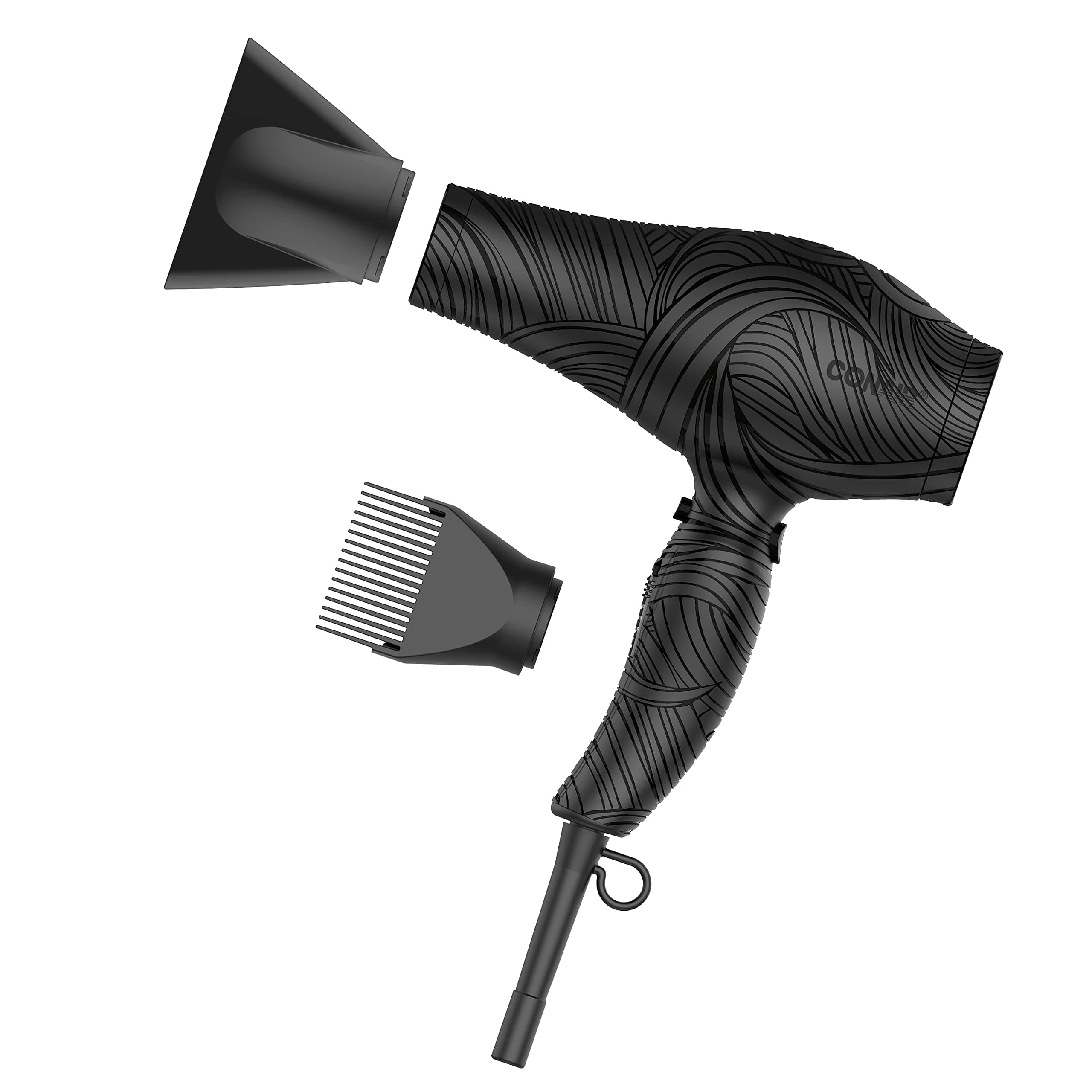 The Curl Collective 1875 Watt Ionic Ceramic Hair Dryer, Black, 18"
