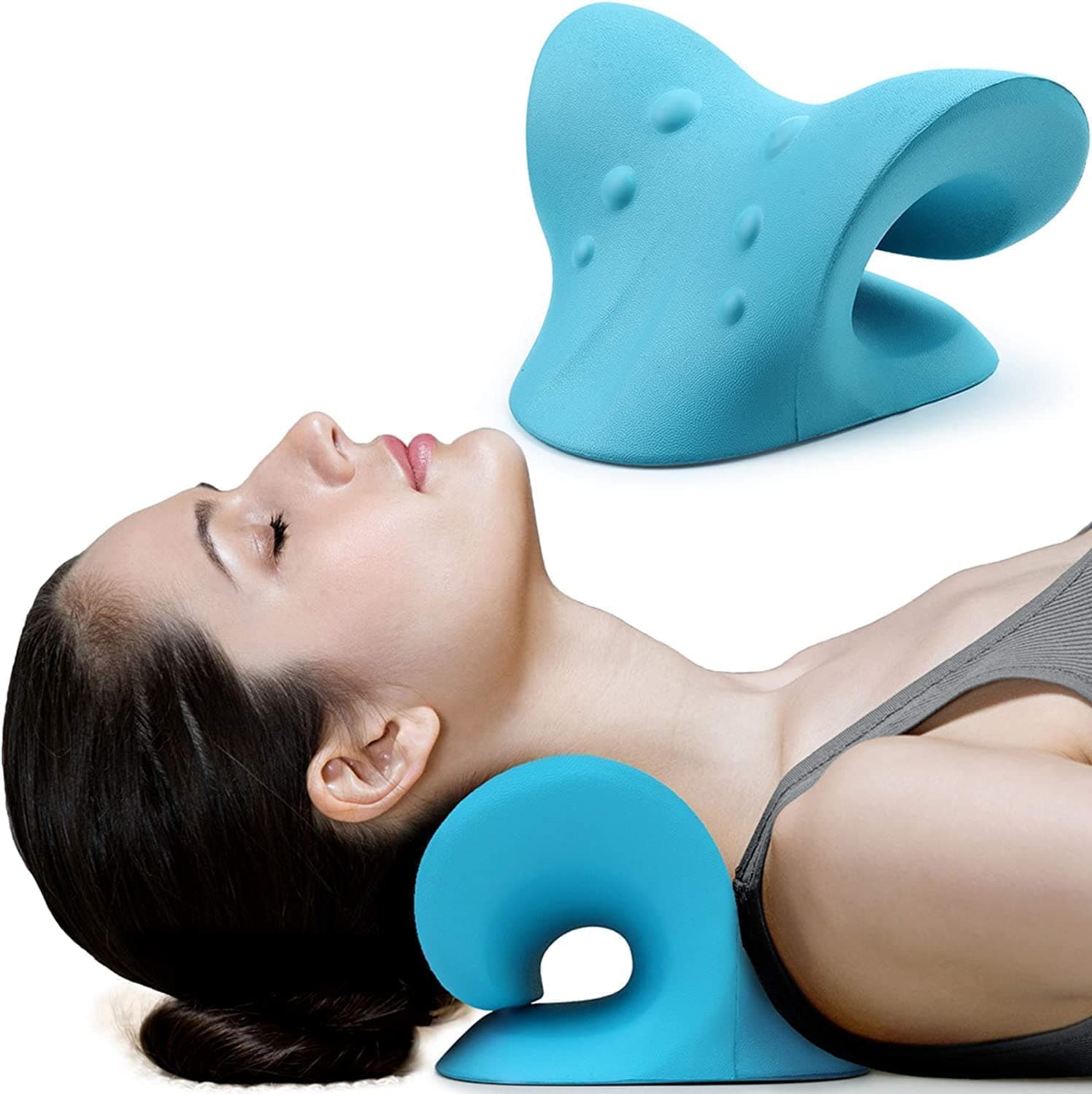 Neck and Shoulder Relaxer, Five Nights Cervical Traction Device for TMJ Pain Relief and Cervical Spine Alignment (V Shape)