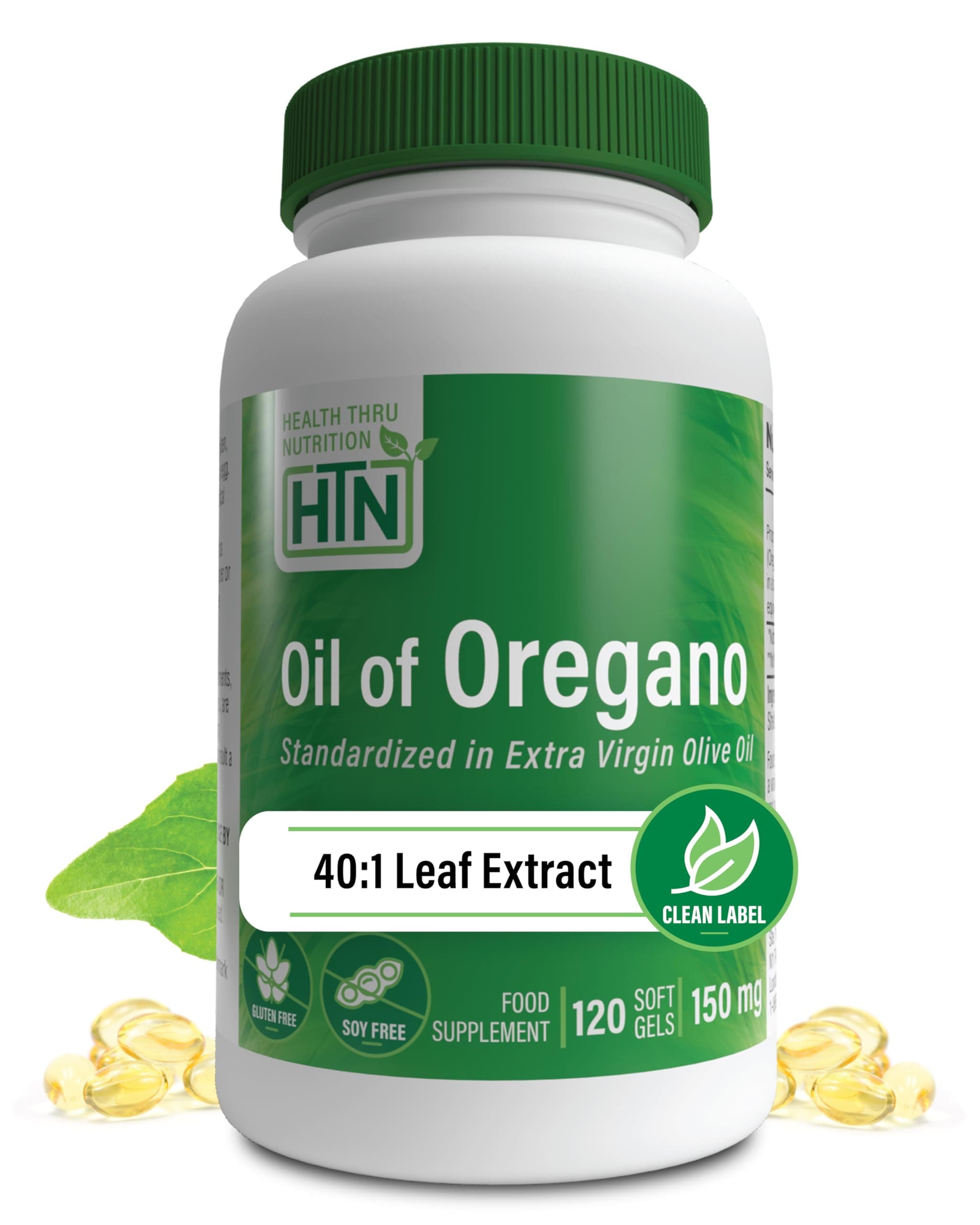 – Oil of Oregano 120 Mini-Softgels | Wild Harvested | European 40:1 Origanum Vulgare Equivalent to 600mg Oregano in Extra Virgin Olive Oil | Non-GMO Gluten Free | by Health Thru Nutrition (Pack of 120)