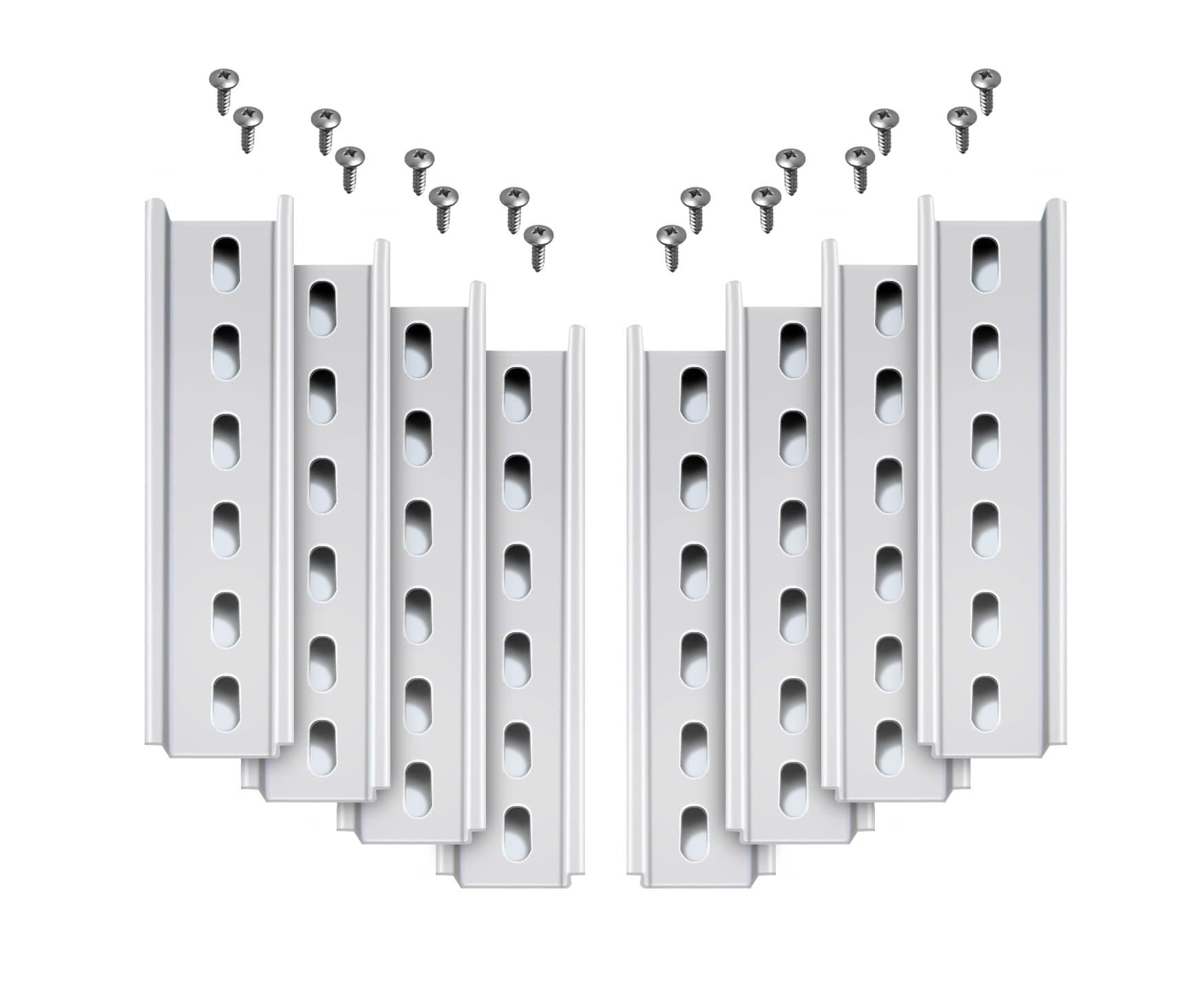 Electrodepot 8 Pieces DIN Rail Slotted Steel Zinc Plated RoHS 6" Long 35mm Wide 7.5mm High with 16 number 10 Stainless Steel Screws