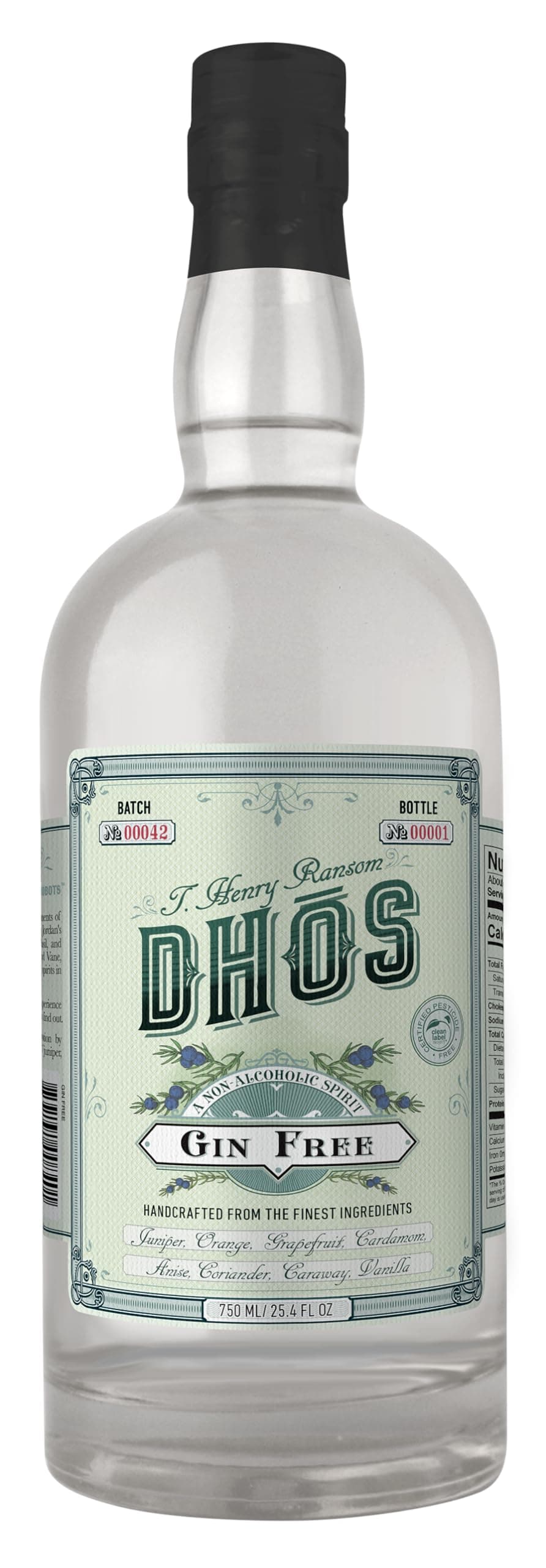 Dhos Gin Free - Handcrafted Non-Alcoholic Gin With Natural Flavors Of Spice & Earth - Non-Alcoholic Spirit To Mix Delicious Mocktails - Keto-Friendly, Zero Sugar, Zero Calories, Zero Proof - 750 ML