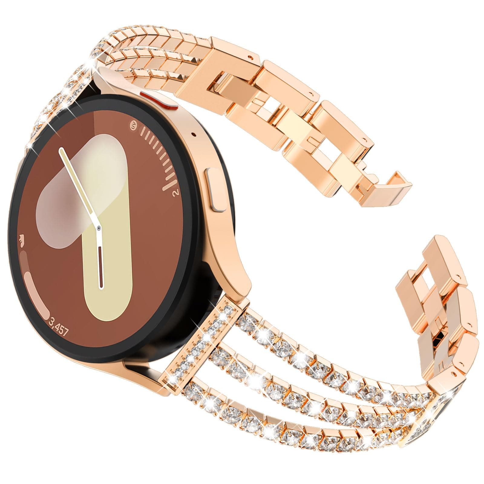 FULLIFE Compatible with Samsung Galaxy Watch 7 6 5 4 FE Band 40mm 44mm for Women, Jewelry Metal Wristband Strap for Galaxy Watch 6 Classic 4 Classic 5 Pro 43mm 47mm 42mm 46mm 45mm 20mm, RoseGold